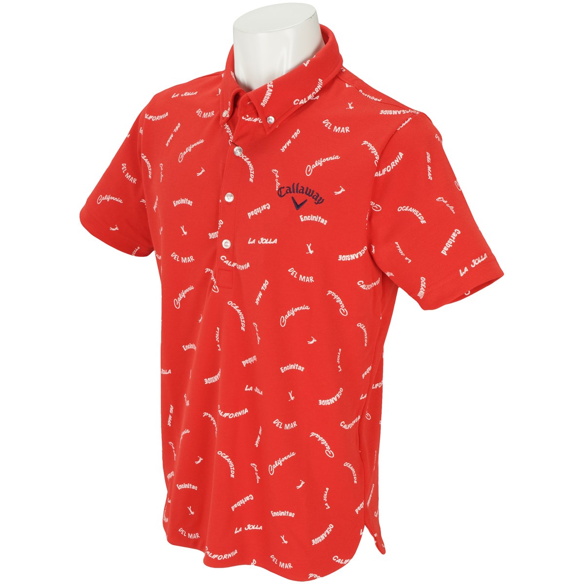 キャロウェイゴルフ(Callaway Golf) レタードプリントボタンダウンカラー半袖ポロシャツ 