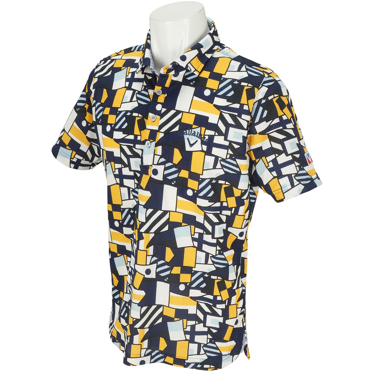 キャロウェイゴルフ(Callaway Golf) フラッグプリントワイドカラー半袖ポロシャツ 