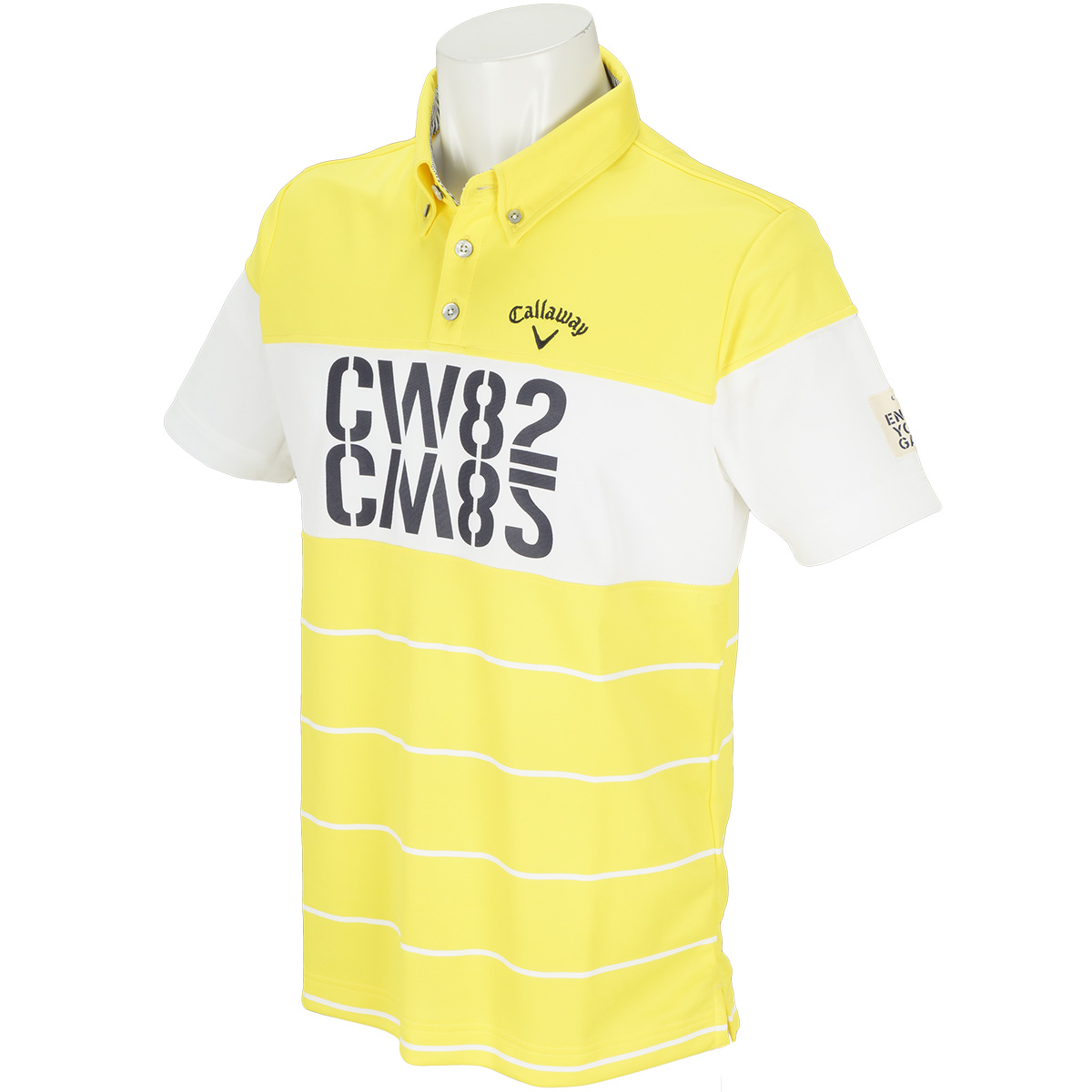  CW82プリントボタンダウンカラー半袖ポロシャツ 