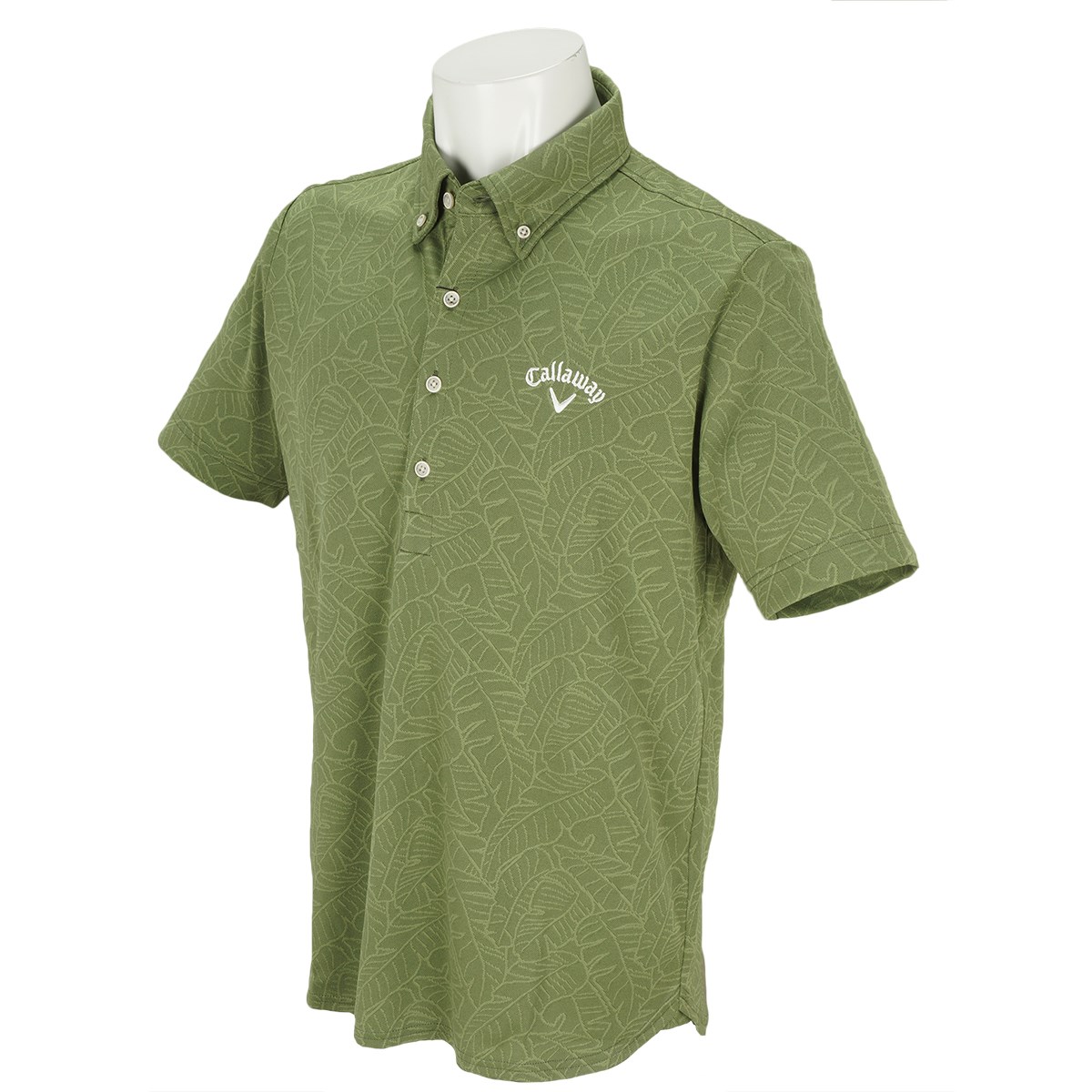 キャロウェイゴルフ(Callaway Golf) リーフ柄ボタンダウンレギュラーカラー半袖ポロシャツ 