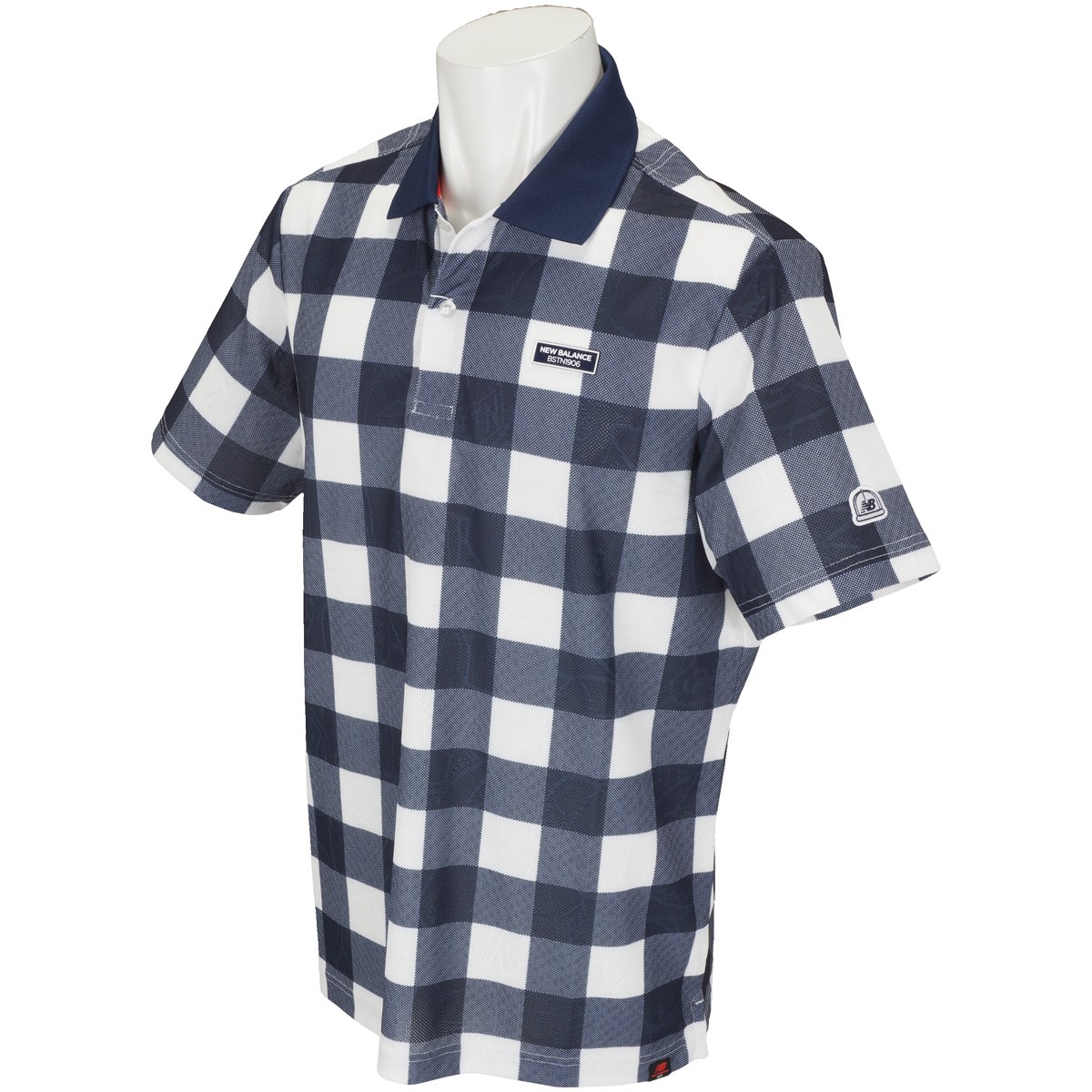 ニューバランス METRO ヘッドウェア×ブロックチェックプリント半袖ポロシャツ 