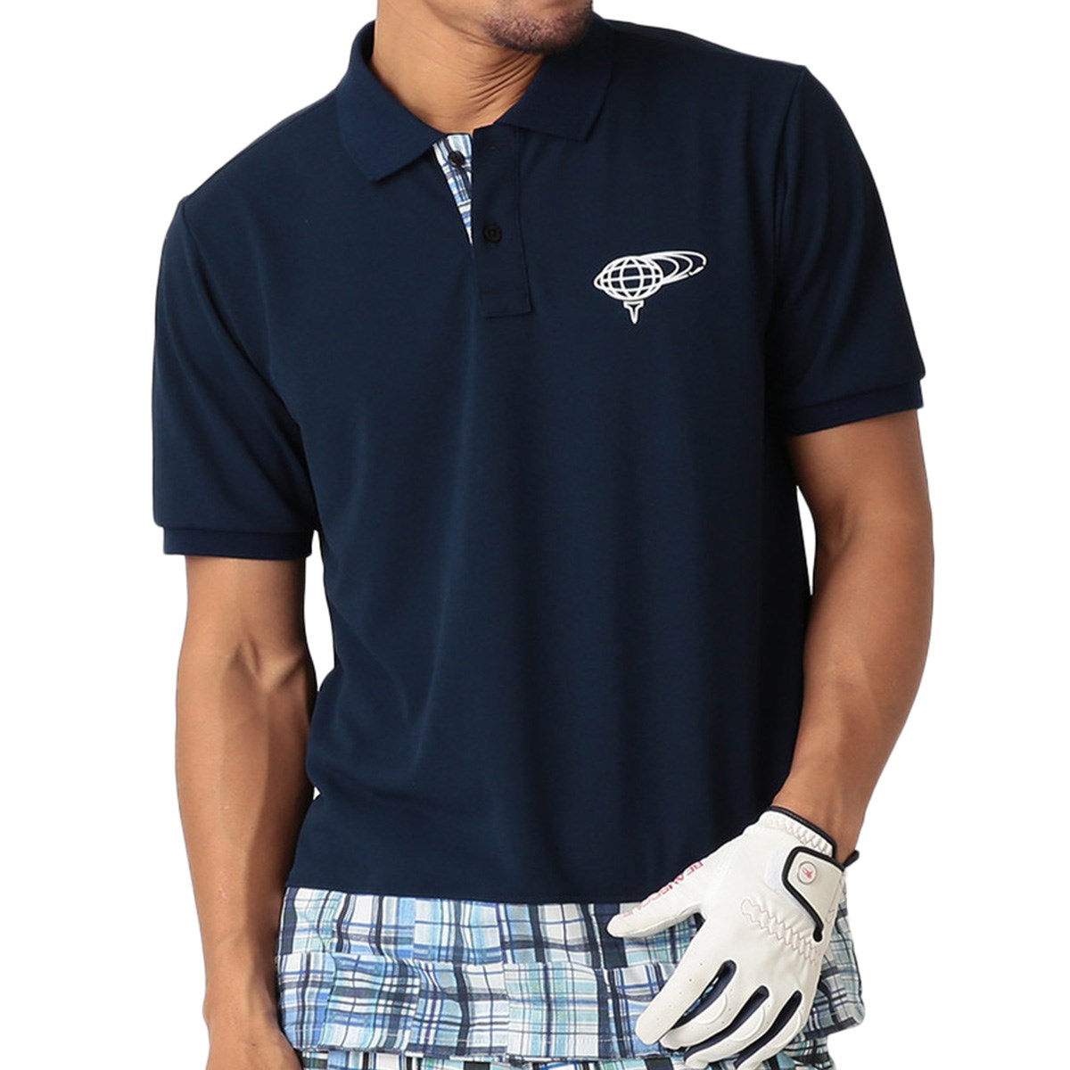 ビームスゴルフ BEAMS GOLF ORANGE LABEL 切り替え パッチワークプリント 半袖ポロシャツ 