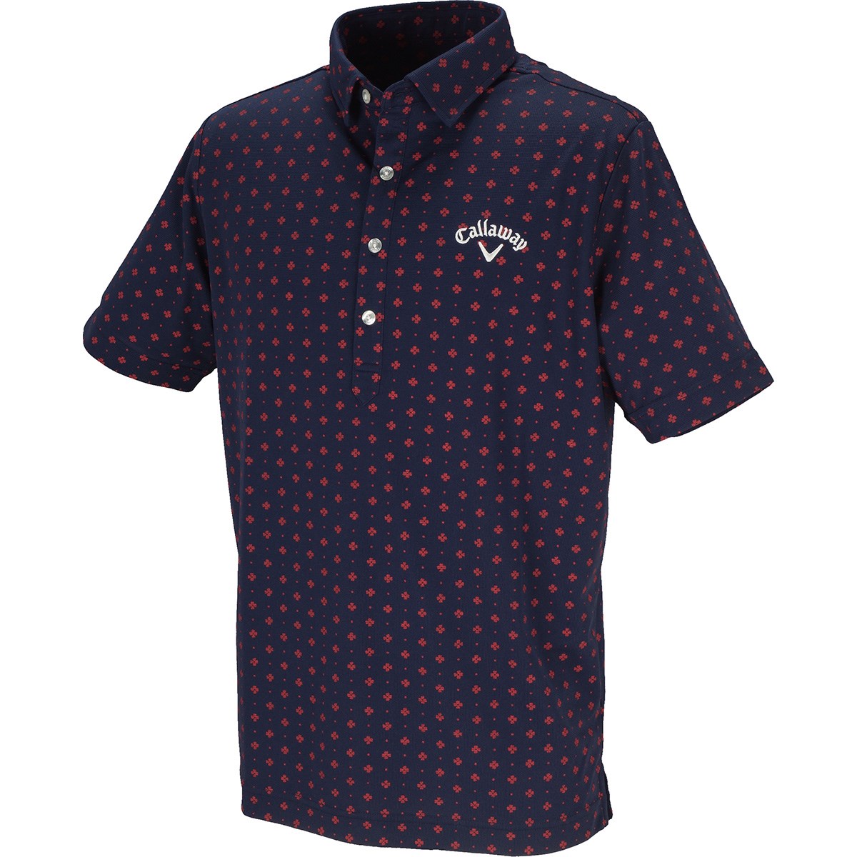 キャロウェイゴルフ(Callaway Golf) ドットプリントミニワッフル共襟半袖ポロシャツ 