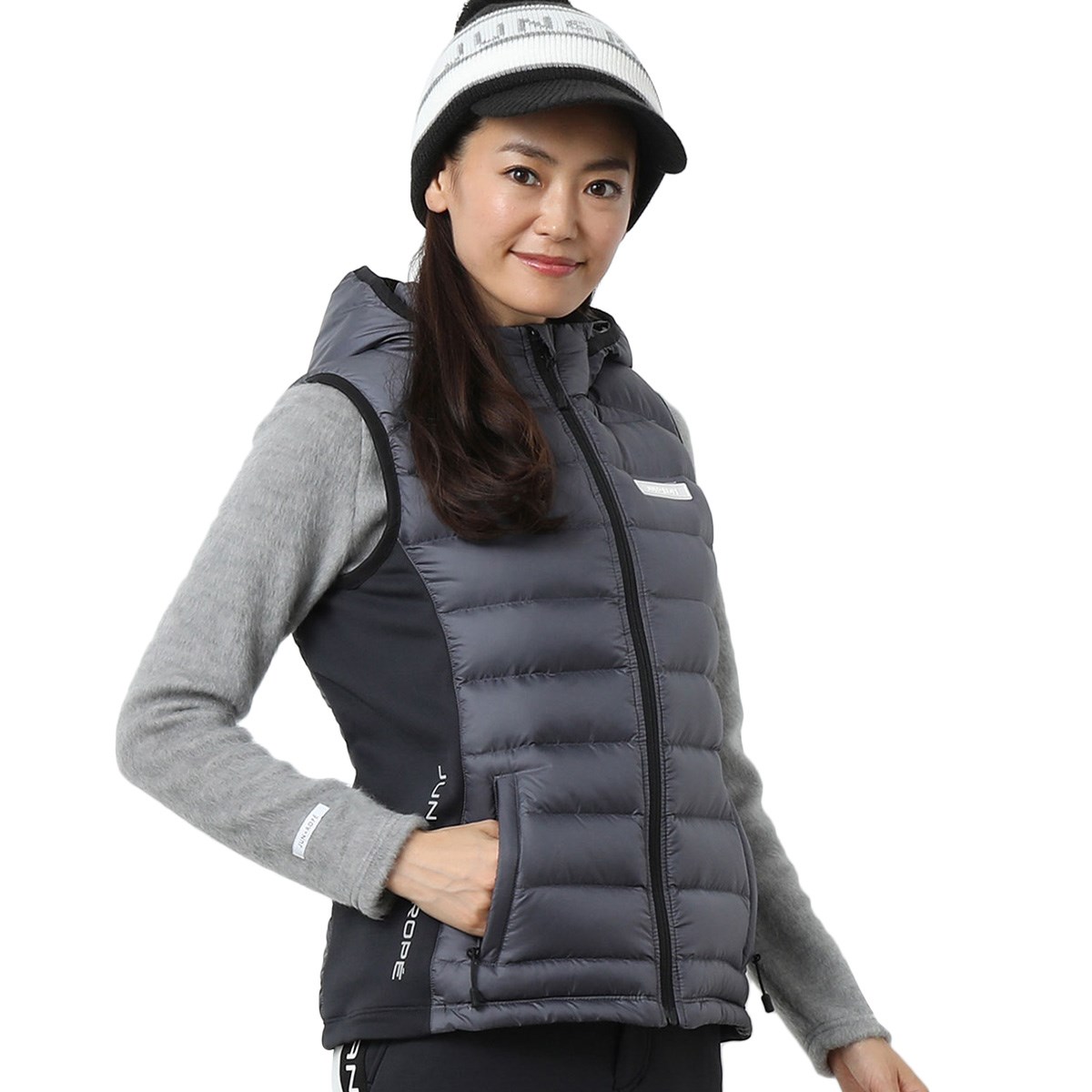 Dショッピング ジュン アンド ロペ Jun Rope 異素材コンビフード付きダウンベスト L グレー 07 レディス カテゴリ セーター トレーナー ベストの販売できる商品 Gdoゴルフショップ ドコモの通販サイト