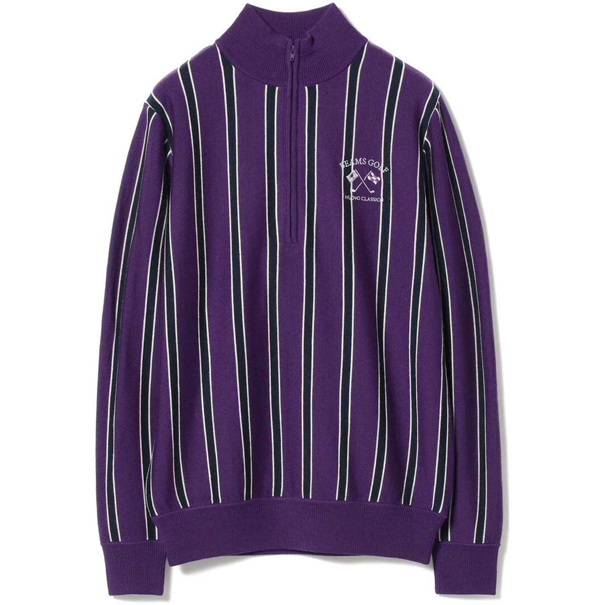 ビームスゴルフ BEAMS GOLF PURPLE LABEL ハーフジップ ストライプ プルオーバー セーター 