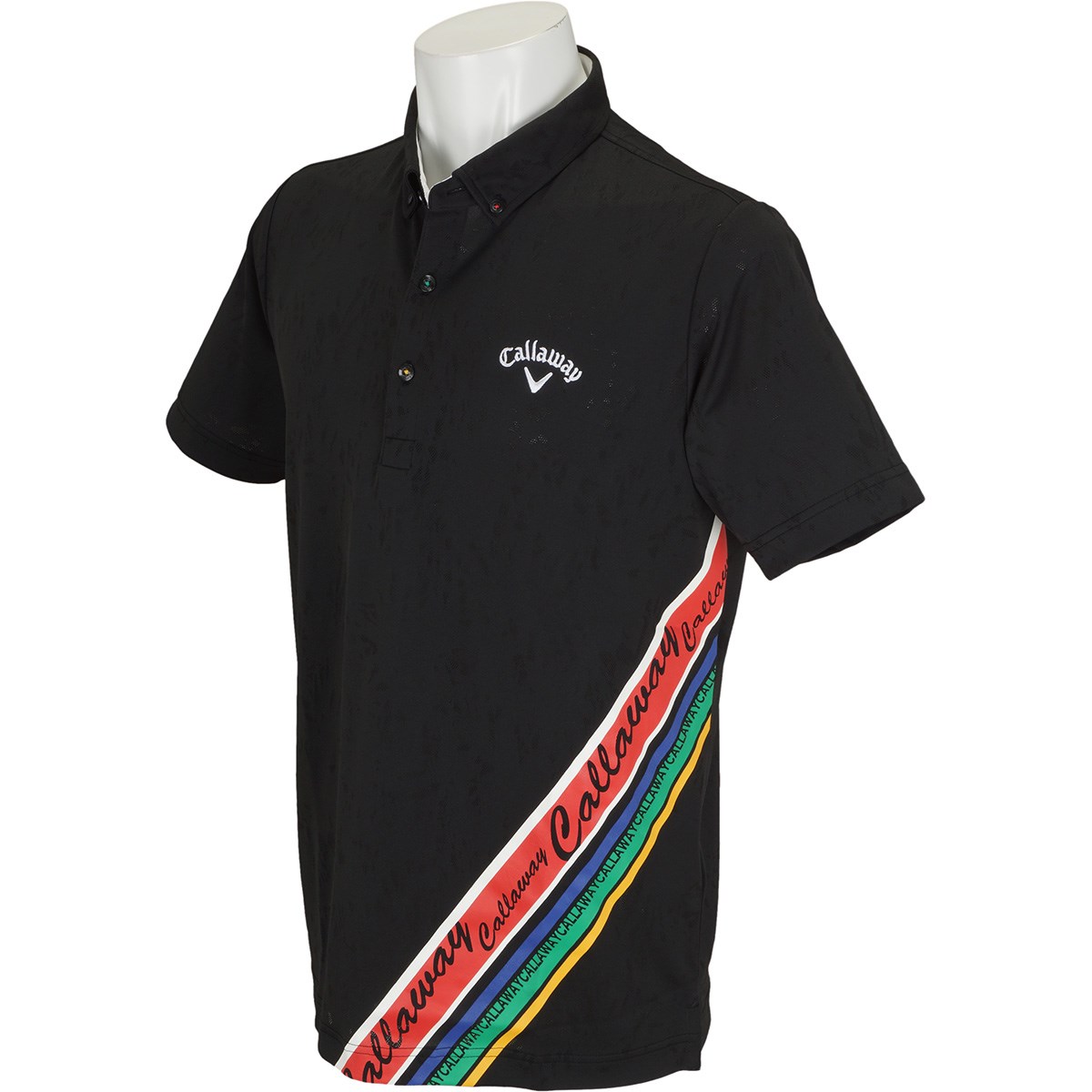 キャロウェイゴルフ(Callaway Golf) ボタンダウン ボタニカルジャカード カラー半袖ポロシャツ 