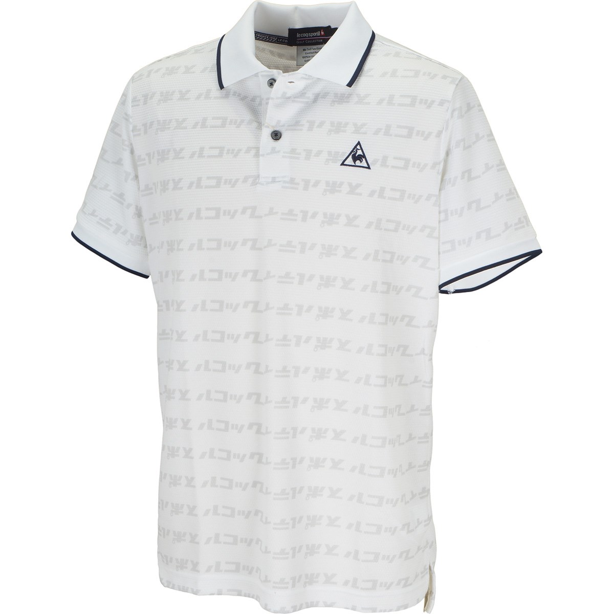 ルコックゴルフ ハニカムメッシュカナロゴプリント半袖ポロシャツ 