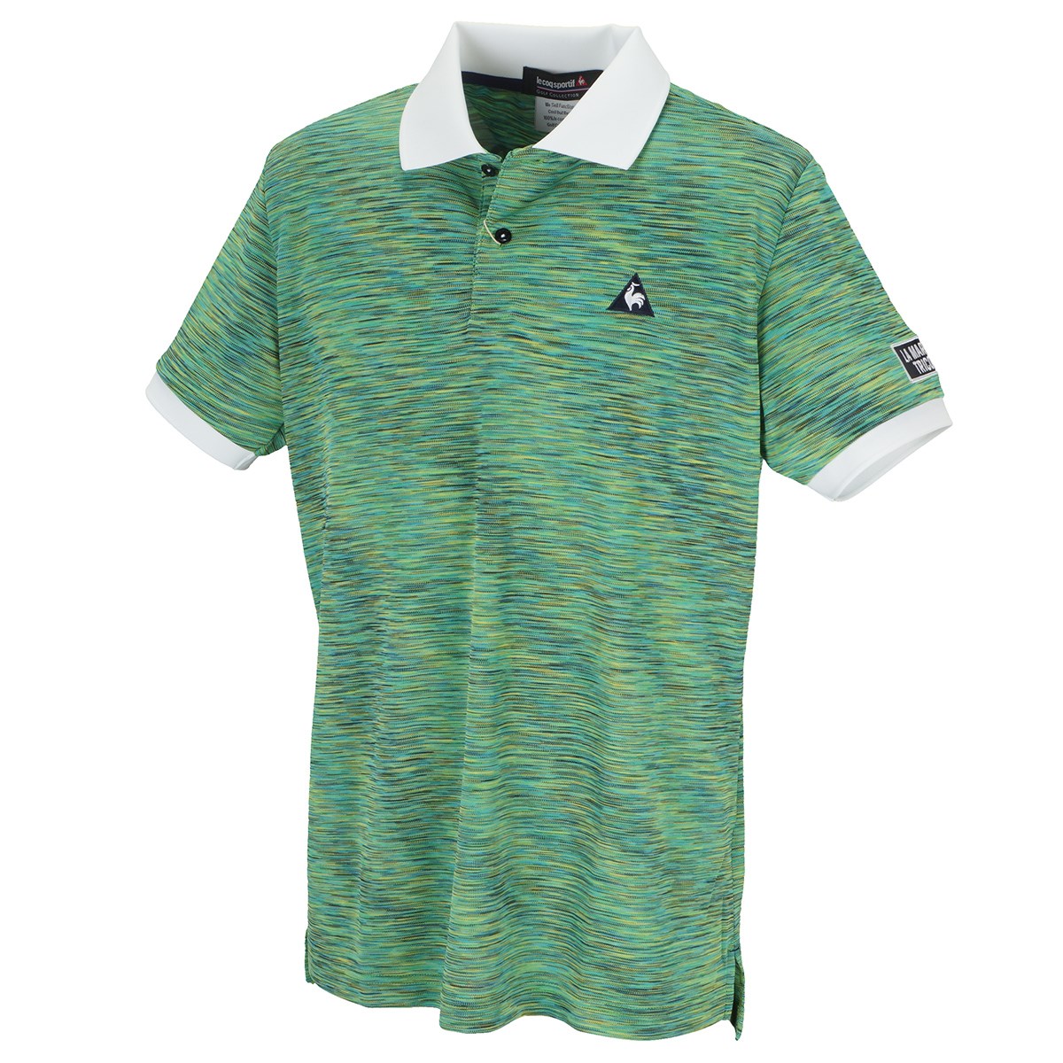 ルコックゴルフ マルチカラーメランジバックプリント半袖ポロシャツ 