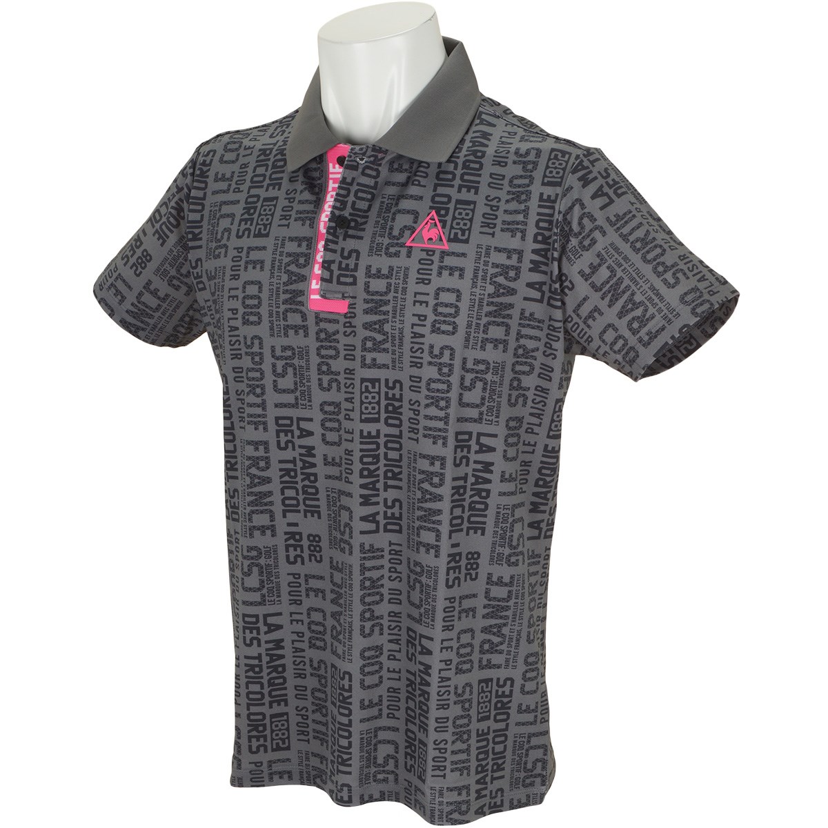 ルコックゴルフ スローガンタイポプリント半袖ポロシャツ 