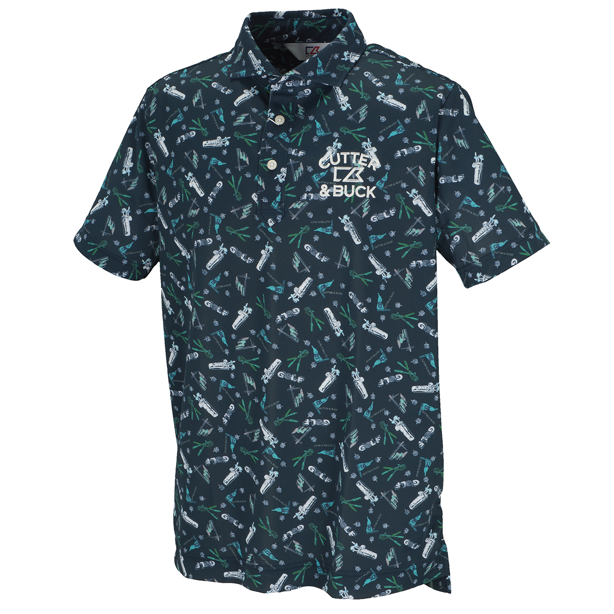  サンスクリーンゴルフプリントウインドカラー 半袖ニットポロシャツ 