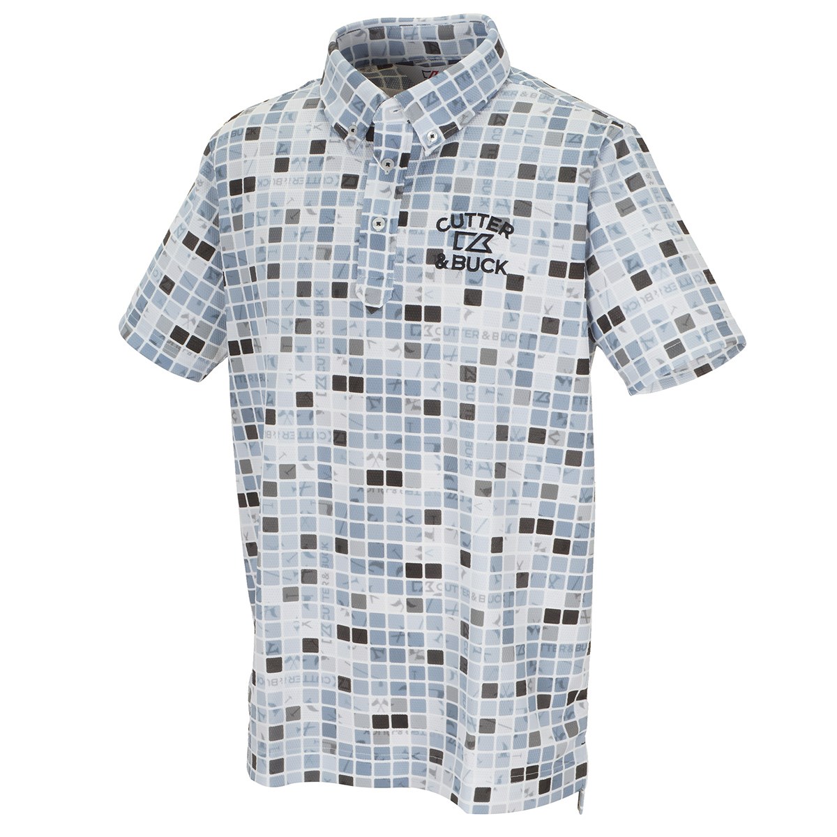 カッター＆バック ブロックプリントボタンダウンカラー 半袖ポロシャツ 