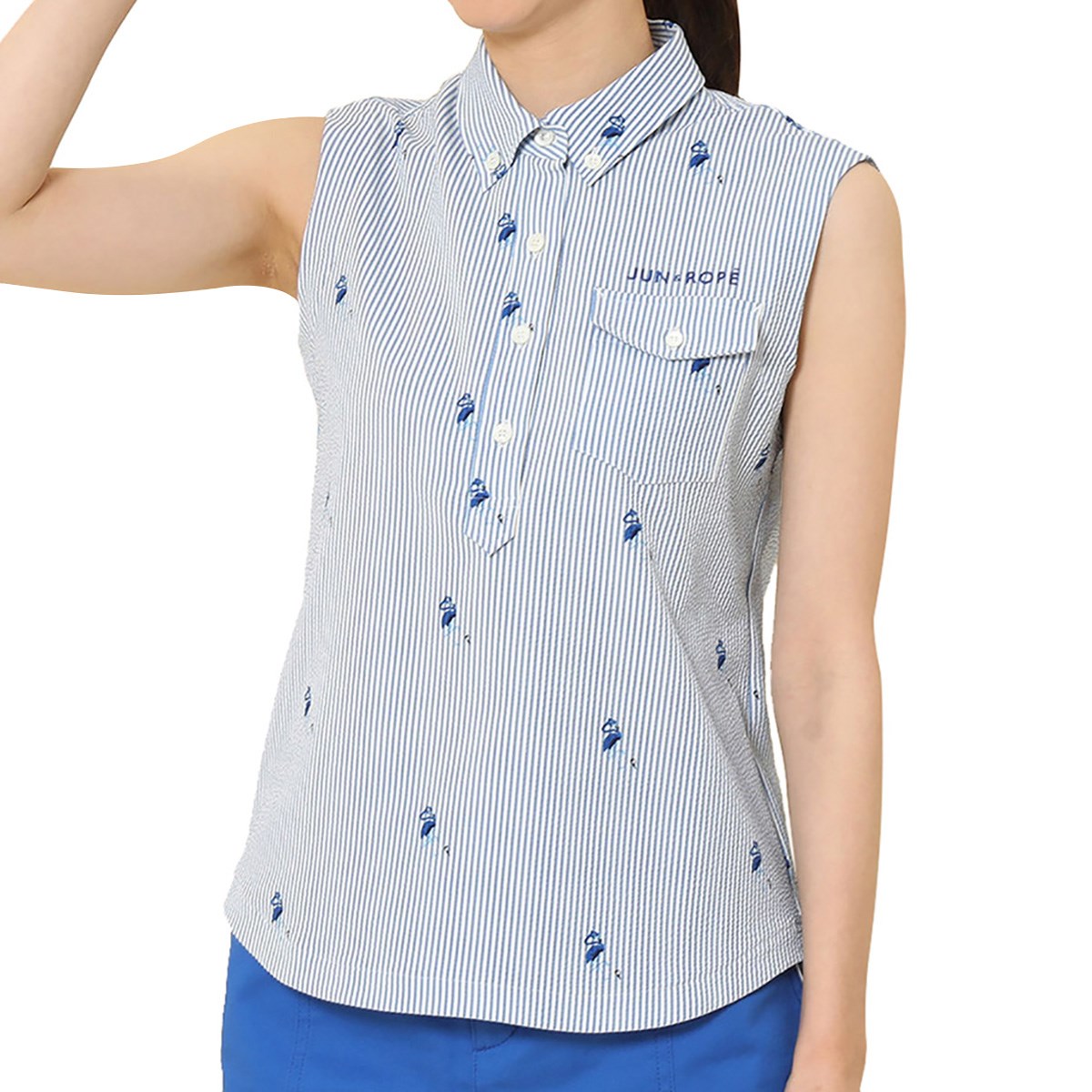 サッカーストライプフラミンゴ柄プリントノースリーブシャツ レディス ジュン アンド ロペ Jun Rope Erm301 通販 Gdoアウトレット