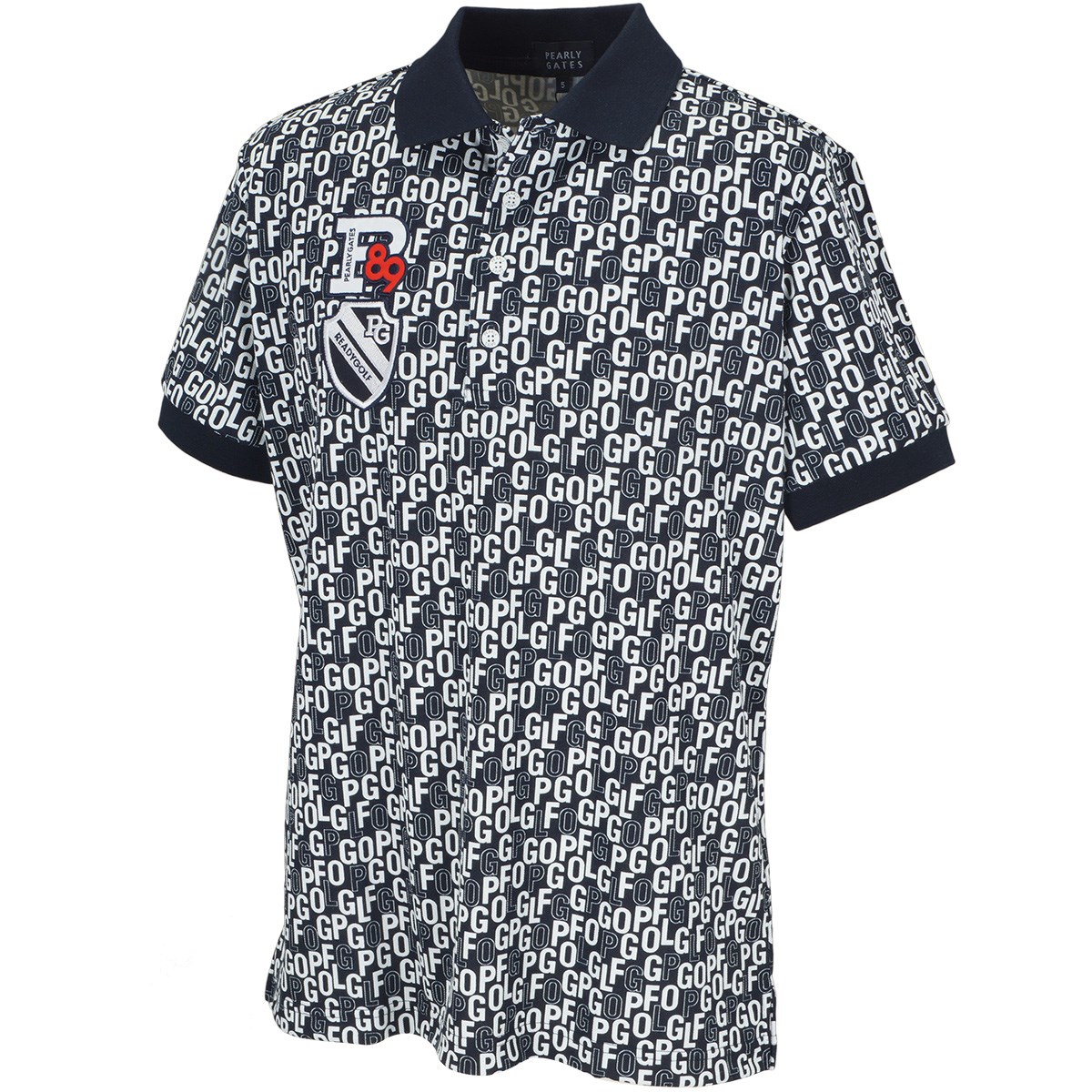 パーリーゲイツ ペンタス 4口鹿の子 ロゴ柄半袖ポロシャツ 