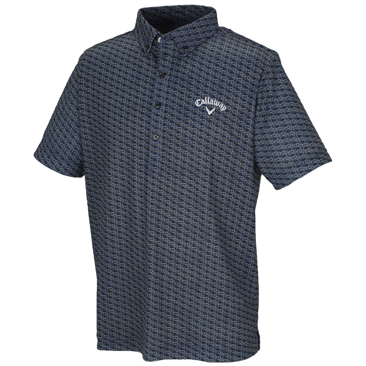 キャロウェイゴルフ(Callaway Golf) 滑走路プリント ボタンダウンボックス半袖ポロシャツ 