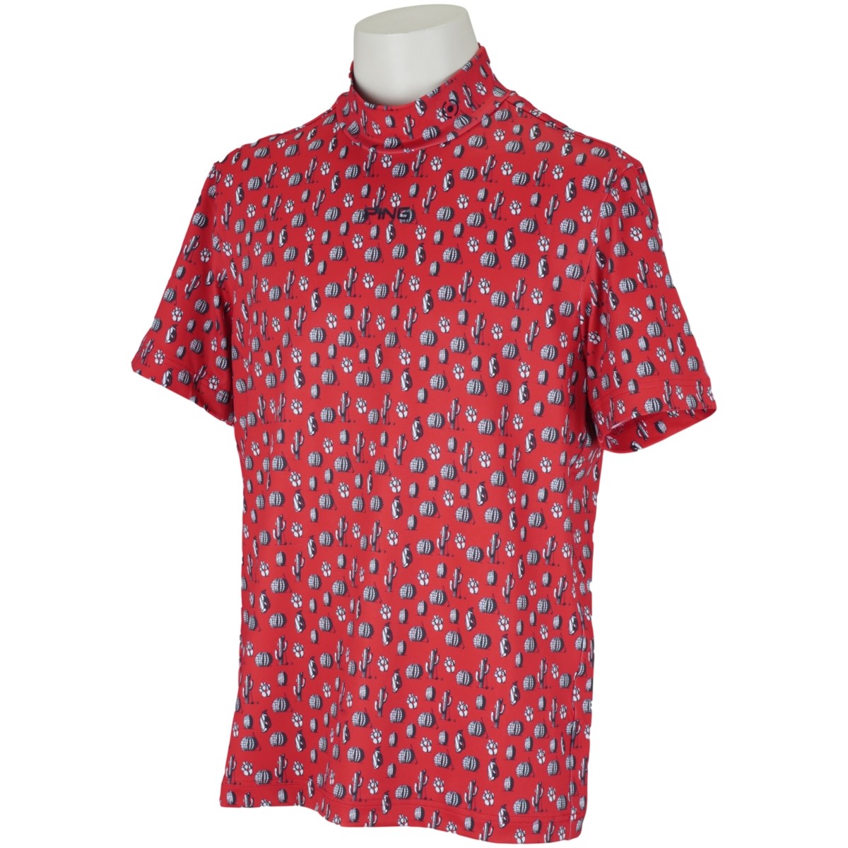 dショッピング |ピン PING モックネック半袖シャツ 3L レッド 100 