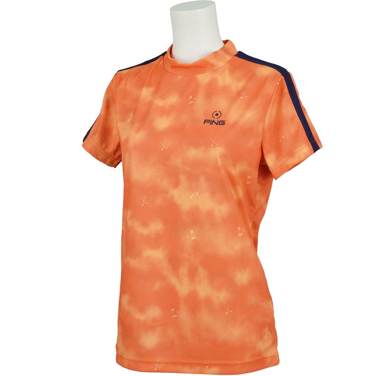 [アウトレット] [在庫限りのお買い得商品] ピン PING タイダイモックネック半袖シャツ オレンジ 150 レディース ゴルフウェア