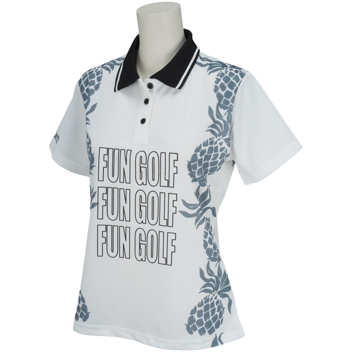 [アウトレット] [60％OFF 在庫限りのお買い得商品] クアルトユナイテッド パイナップル柄半袖ポロシャツ ホワイト レディース ゴルフウェア