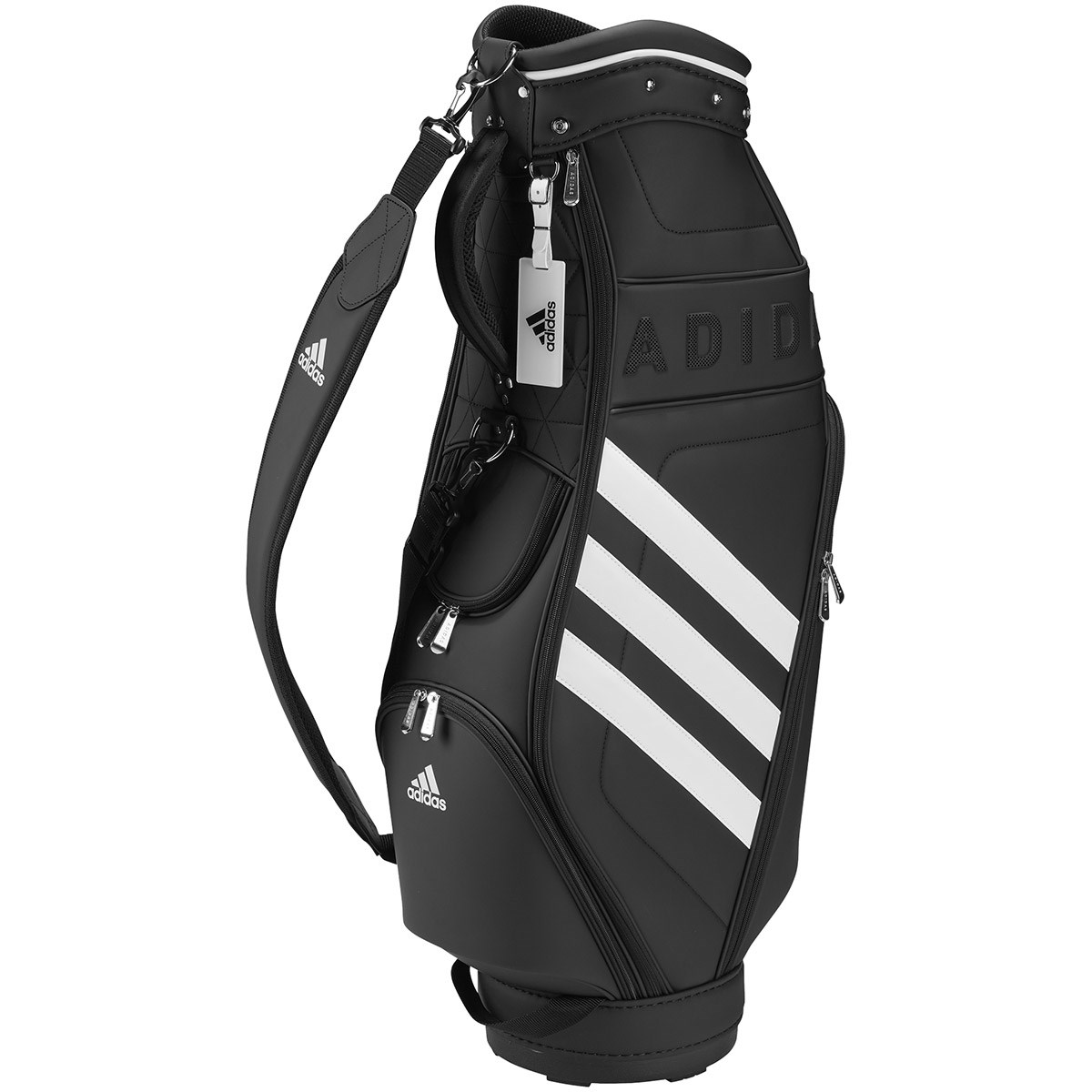 adidas アディダス　3本ライン　ゴルフキャディバッグ　ブラック/ホワイト adidas アディダス 3ライン ゴルフキャディバッグ ブラック