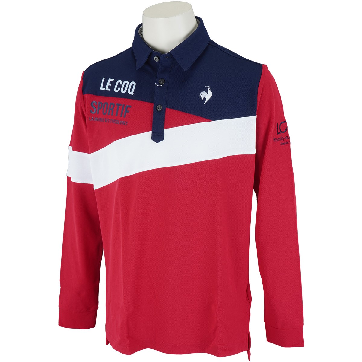 ルコックゴルフ Le coq sportif GOLF ストレッチ デザイン切替長袖ニットポロシャツ LL レッド 00