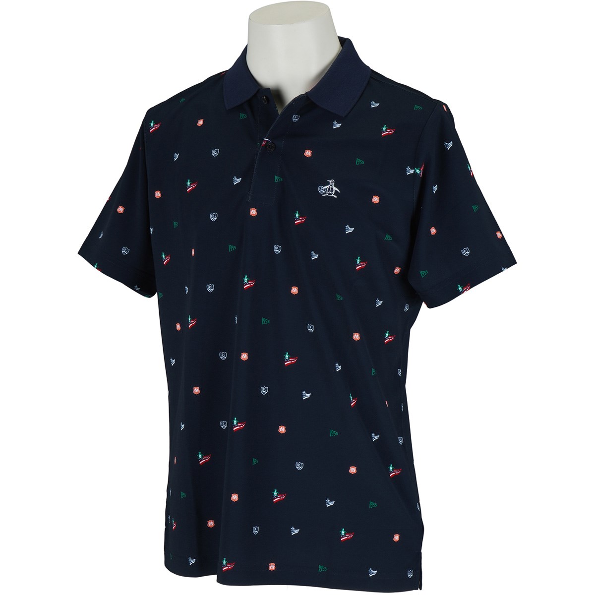 SUNSCREEN フラッグペンギンマルチプリント 半袖ポロシャツ(ポロシャツ)