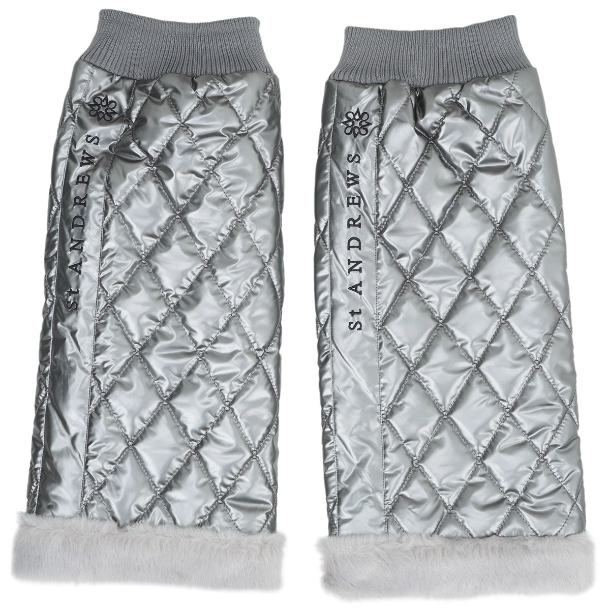 【セントアンドリュース】人気ボアファー ロゴネーム レッグウォーマー 白 蓄熱 セントアンドリュース】人気ボアファー ロゴネーム レッグ