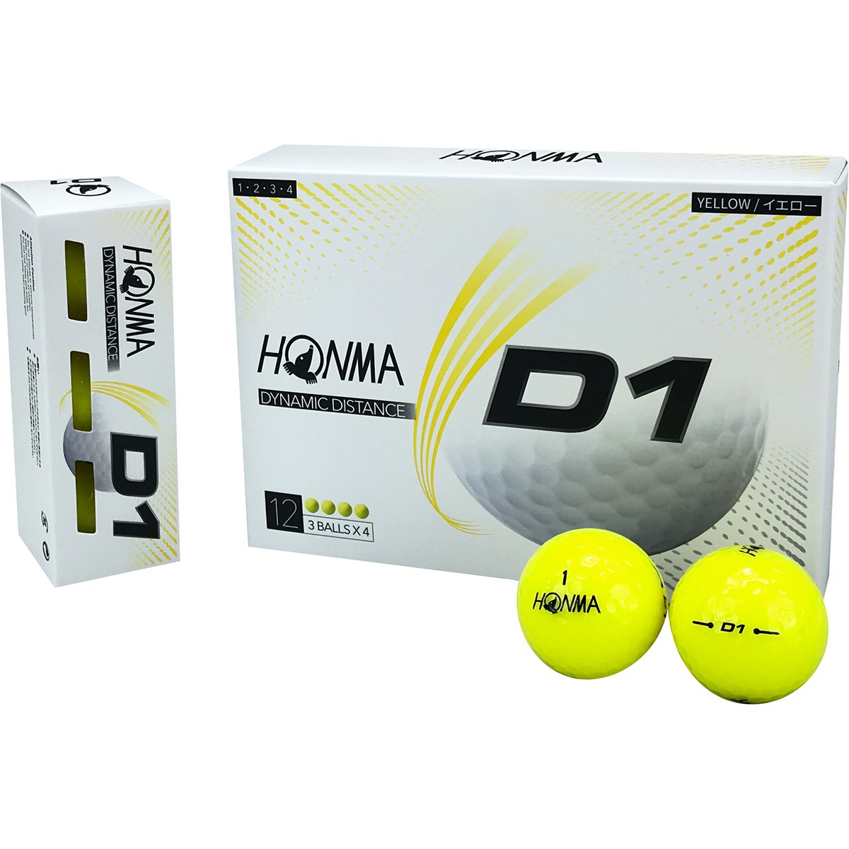 本間ゴルフ HONMA D1 ボール 2020年モデル 3ダースセット 3ダース(36個入り) イエロー