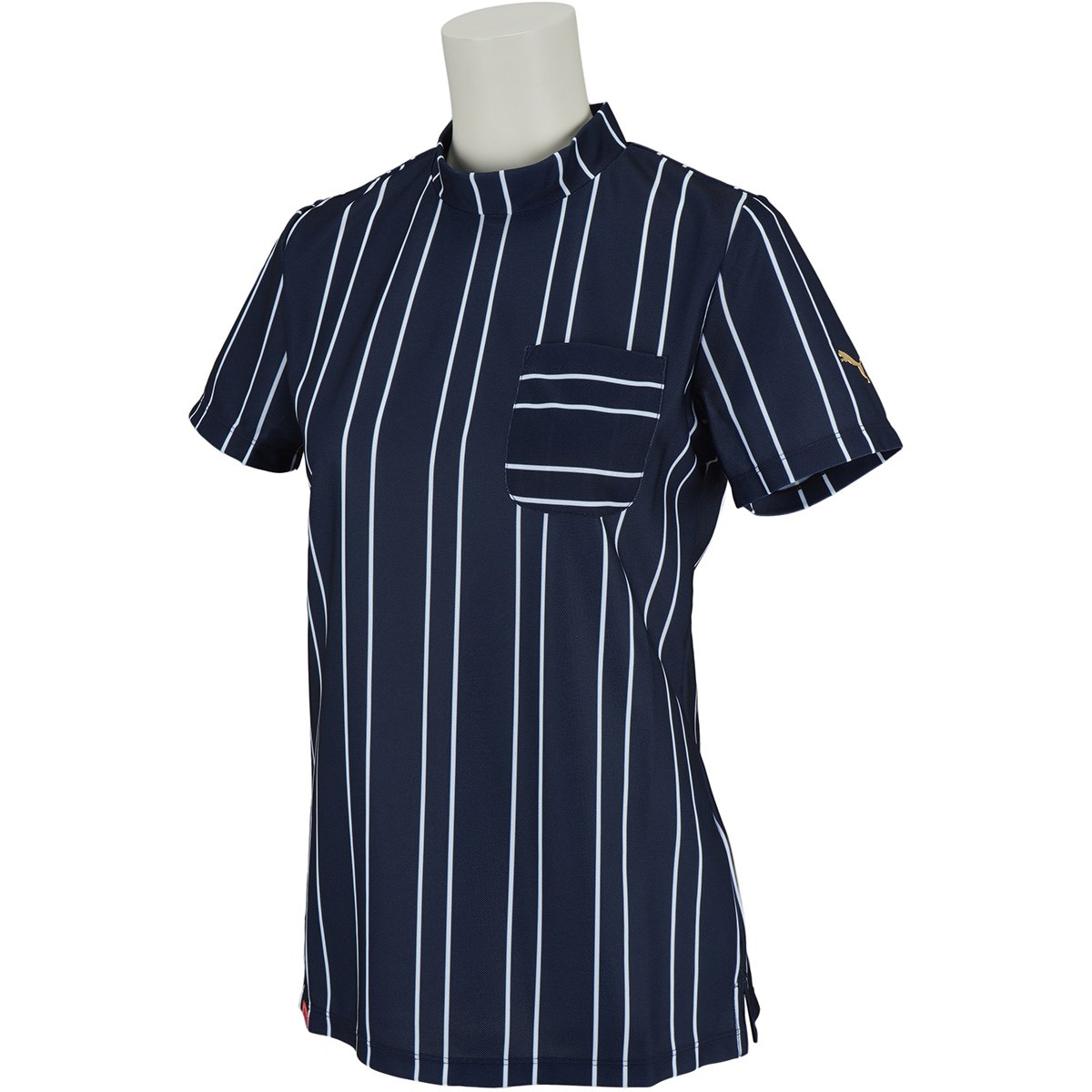 Chokueiten プーマ レディース ゴルフウェア 半袖シャツ 春 夏 ゴルフwシーズナルボーダーssモックネック スタイリッシュなイメージのストライプ柄 Puma 高品質 Kanematsuusa Com