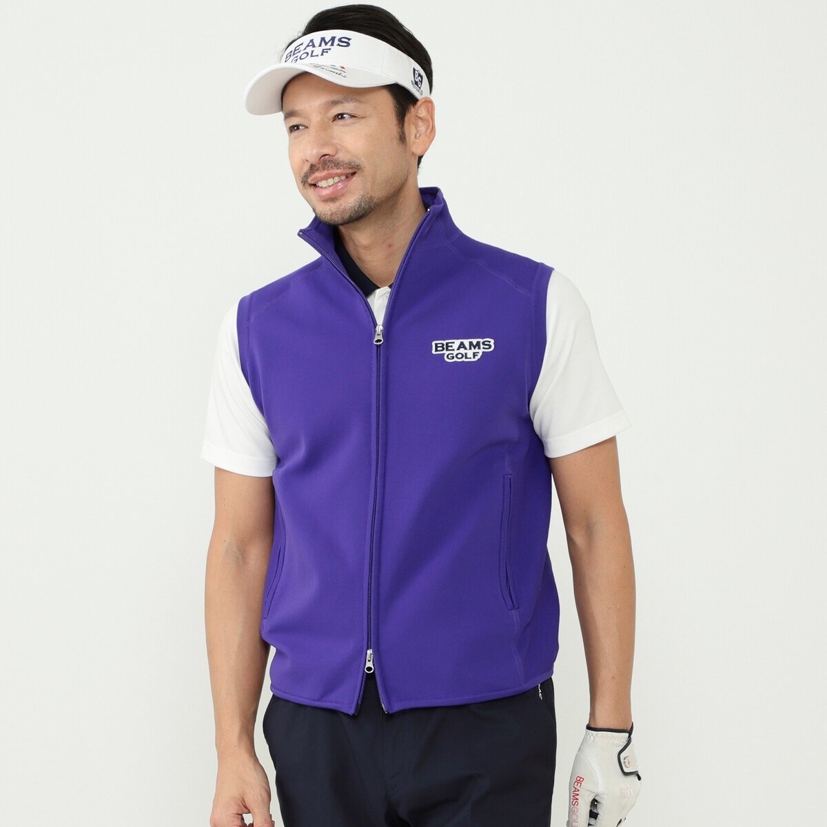 BEAMS GOLF PURPLE LABEL フルジップ ニットベスト 2022SS(ベスト)