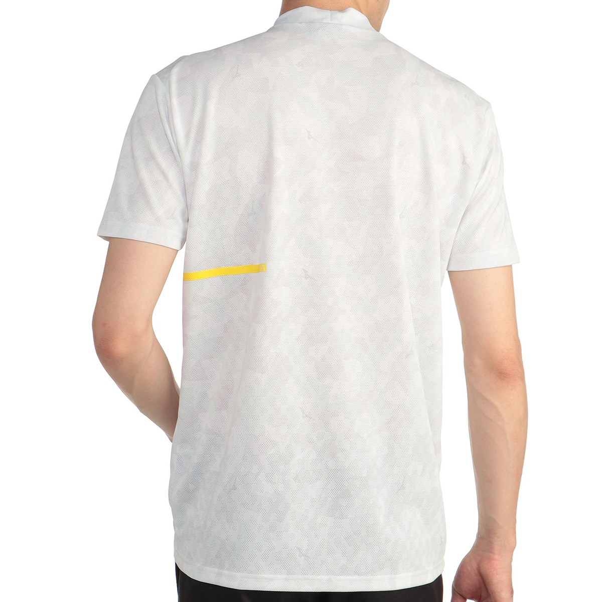 メッシュジャガードプリント ストレッチ 半袖モックネックシャツ(半袖 