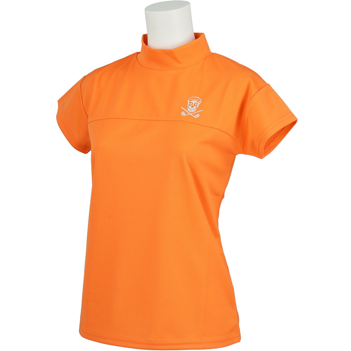[定番モデル] デルソルゴルフ 切替 ストレッチ ハイネック半袖シャツ オレンジ レディース ゴルフウェア