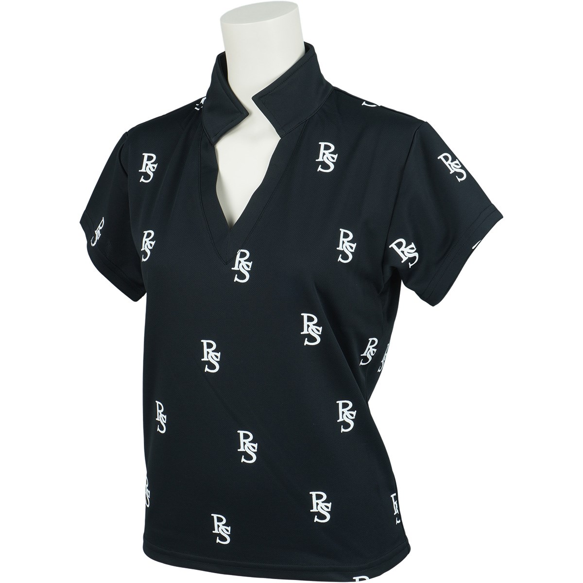 [アウトレット] [50％OFF 在庫限りのお買い得商品] リエンダ オールオーバー Vネック半袖シャツ ブラック レディース ゴルフウェア