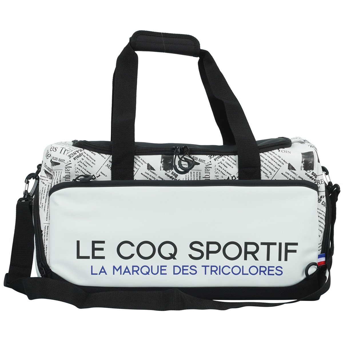 [値下げしました] ルコックゴルフ Le coq sportif GOLF シューズポケット付き プリント柄スクエア型ボストンバッグ ホワイト 00 メンズ