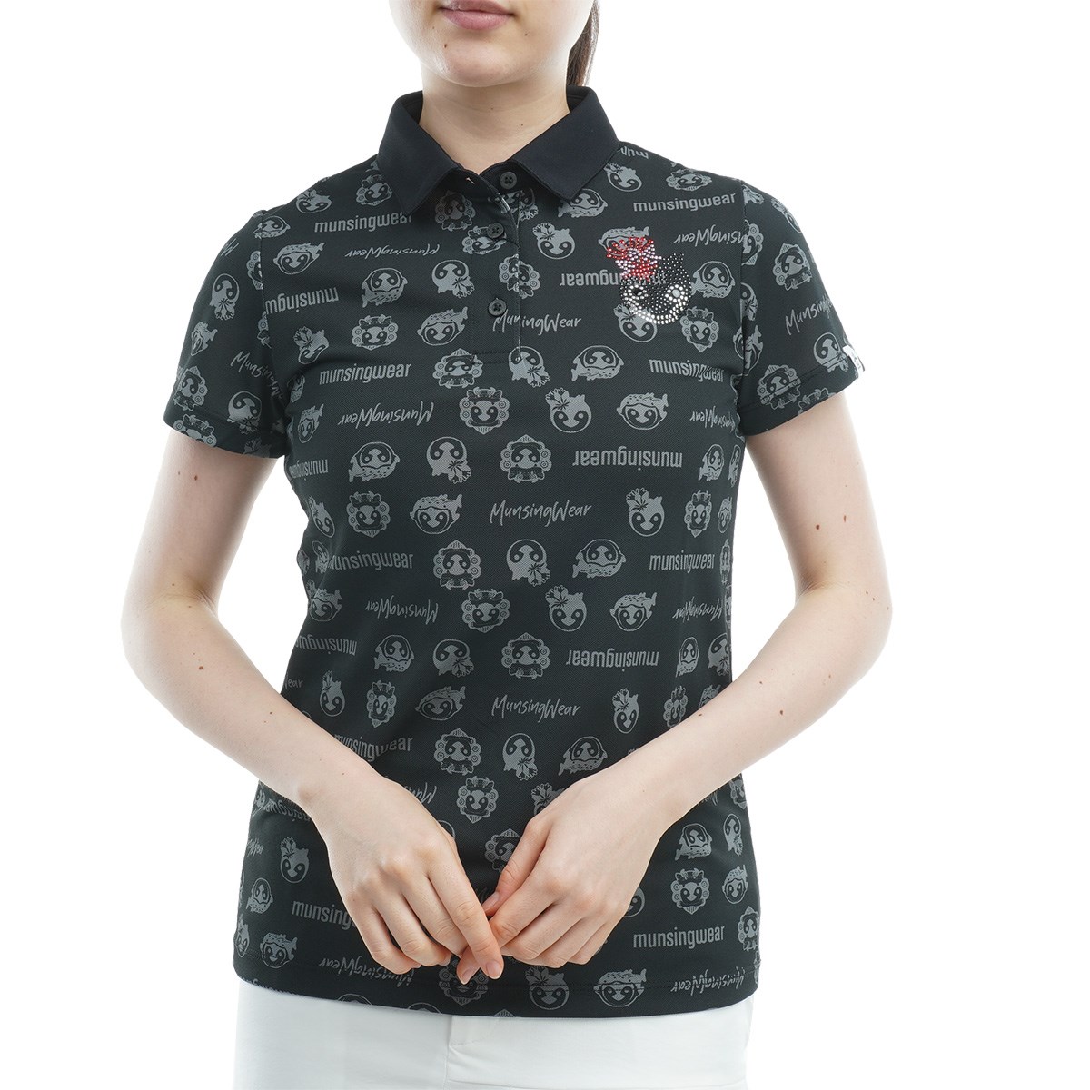 dショッピング |マンシングウェア Munsingwear HINA COLLECTION サンスクリーン 半袖ポロシャツ 3L ブラック
