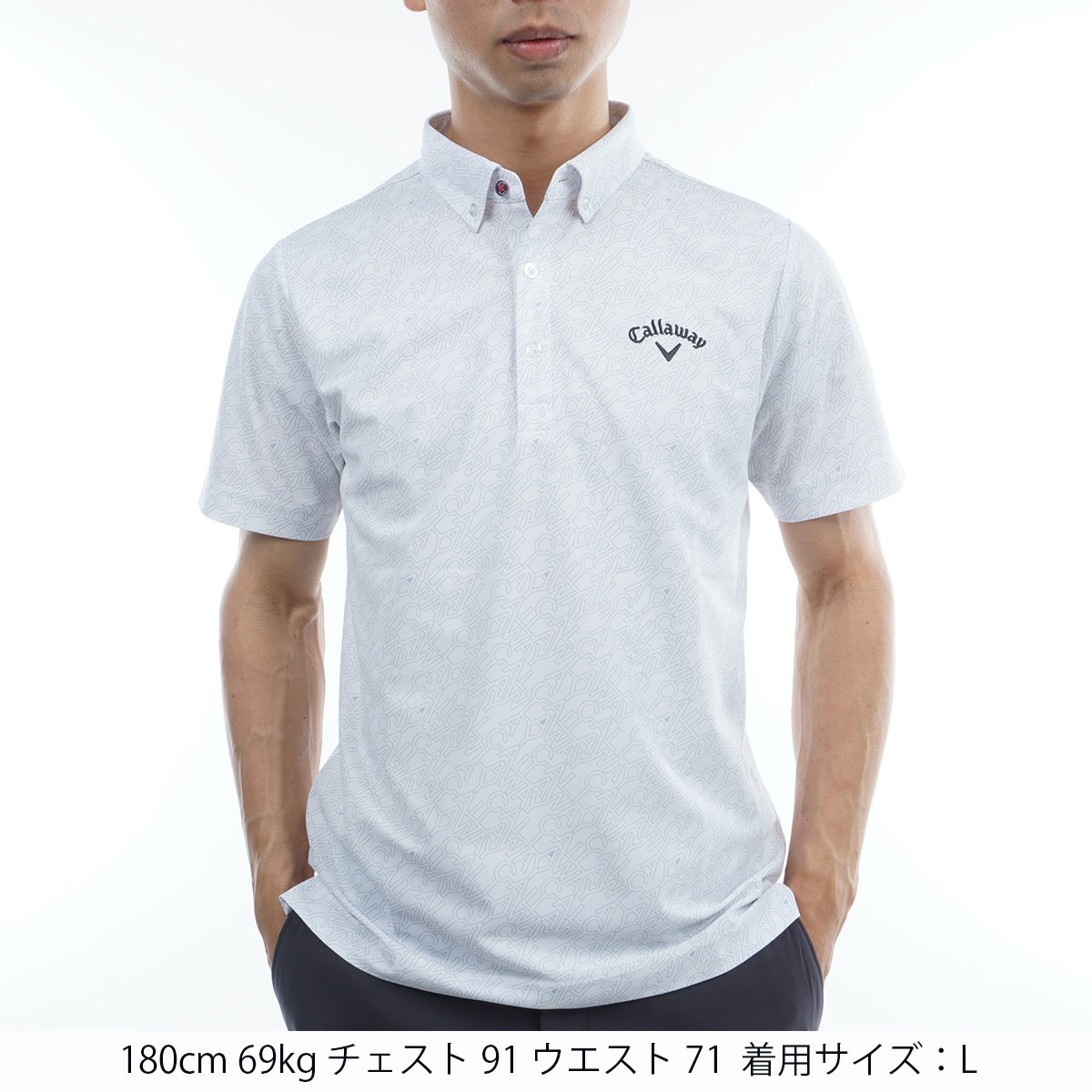 キャロウェイゴルフ Callaway Golf CALLAWAYプリント鹿の子 半袖ポロシャツ LL ホワイト 1030