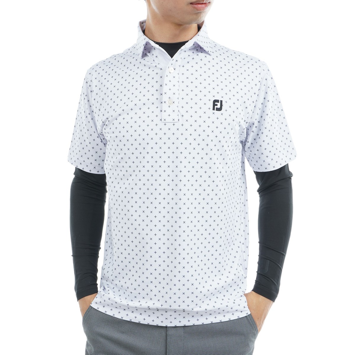 ポロシャツ メンズ フットジョイ 半袖 ゴルフ ホワイト XL 大きめサイズ