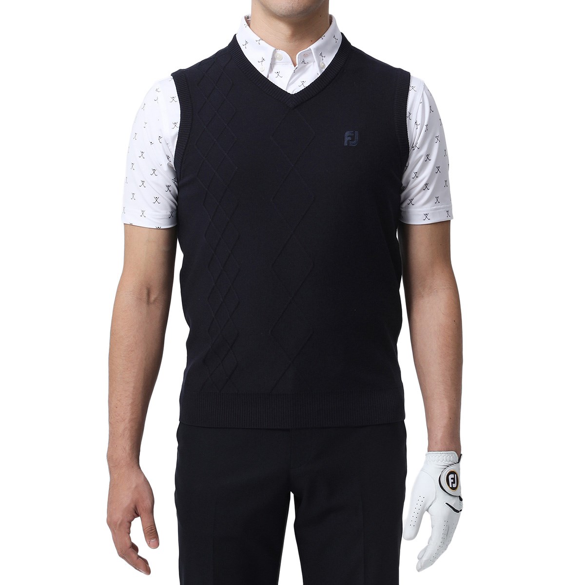 2021人気No.1の フットジョイ ゴルフウェア 秋 冬 ベスト Vネックニット 0353043750 メンズ FOOT JOY FJ ADIDAS GOLF アディダスゴルフ ウール混 ニットベスト ホワイト系 L G ゴルフウェア メンズ