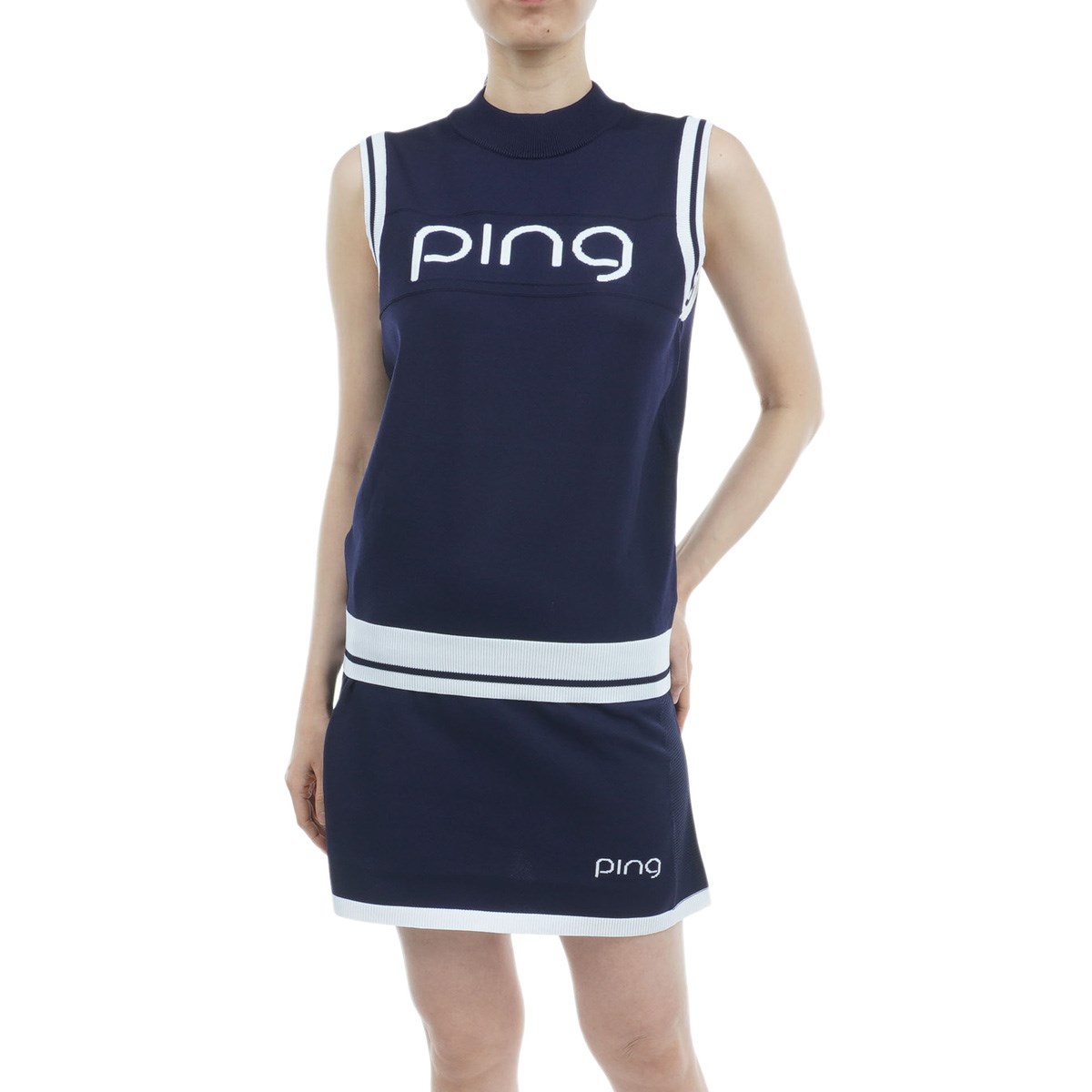 新品　PING ピン　セットアップ　ノースリーブ　ポロシャツ　スカート　Mサイズ ping セットアップ ゴルフ ノースリーブ ポロシャツ 2段スカート