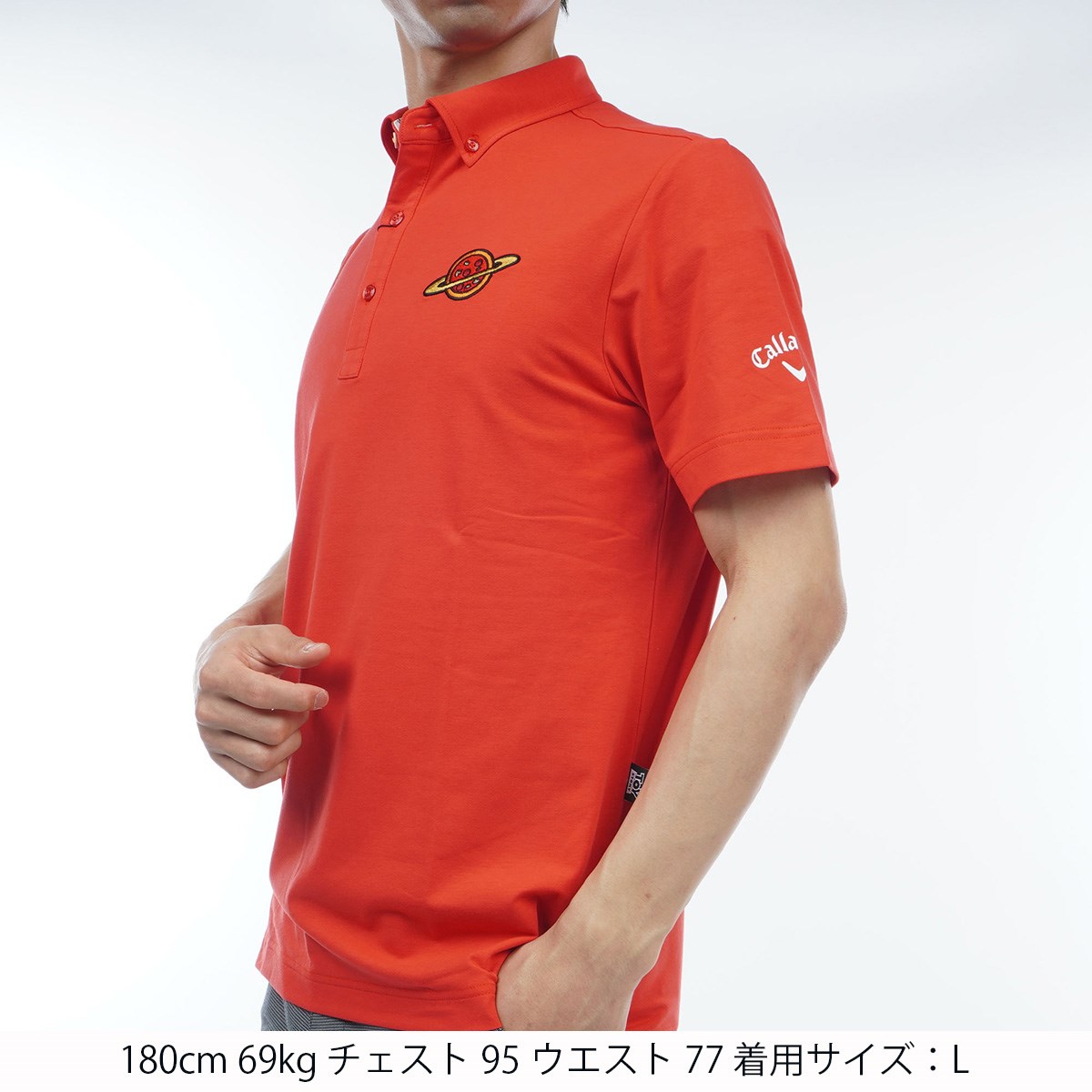 CALLAWAY ゴルフ ストレッチ ポロシャツ S 花柄 レッド系 キャロウェイ 半袖ポロシャツ ピンク×レッド 花総柄 ロゴ刺繍
