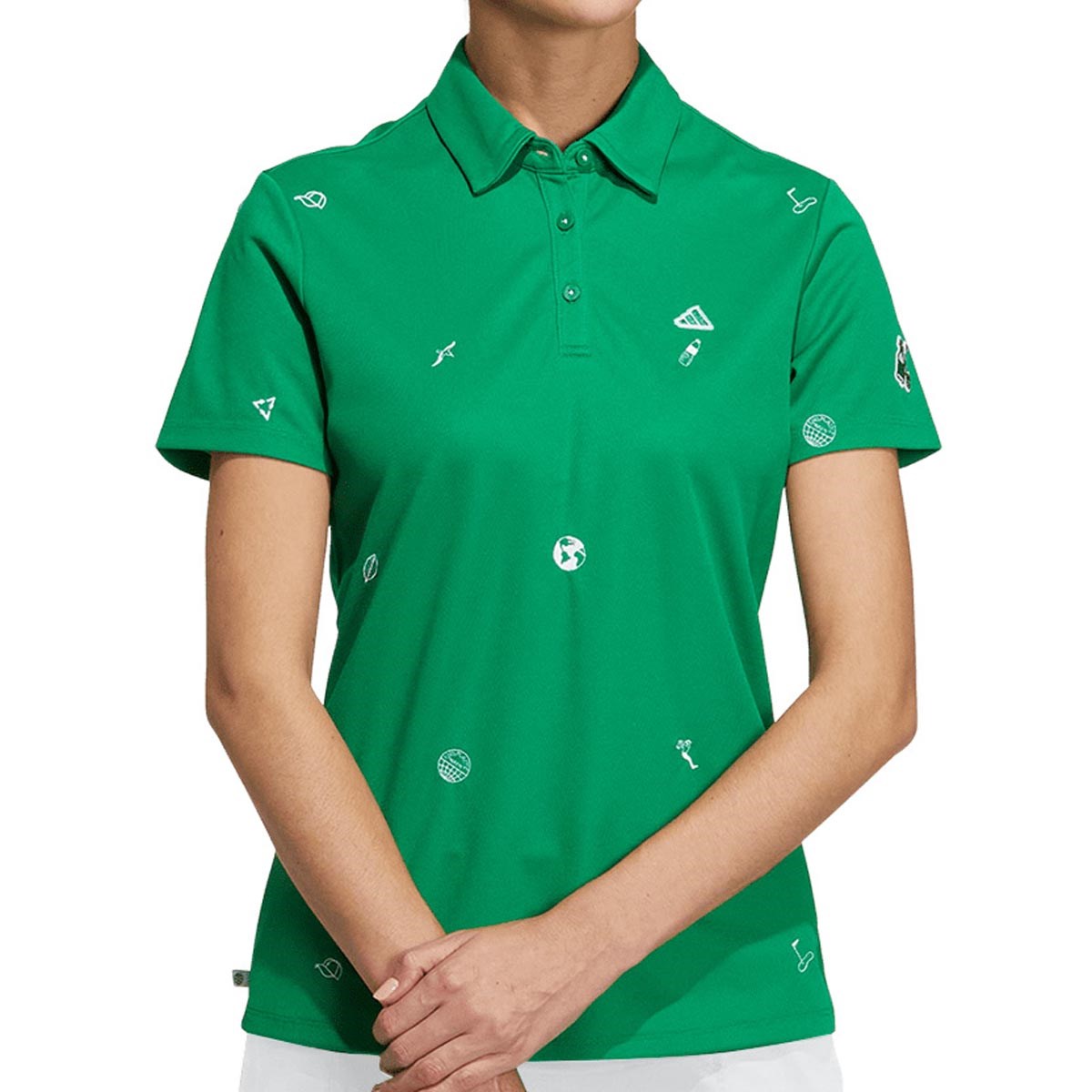 PLAY GREEN モノグラム刺繍 ボタンダウン半袖ポロシャツ レディス(ポロシャツ)