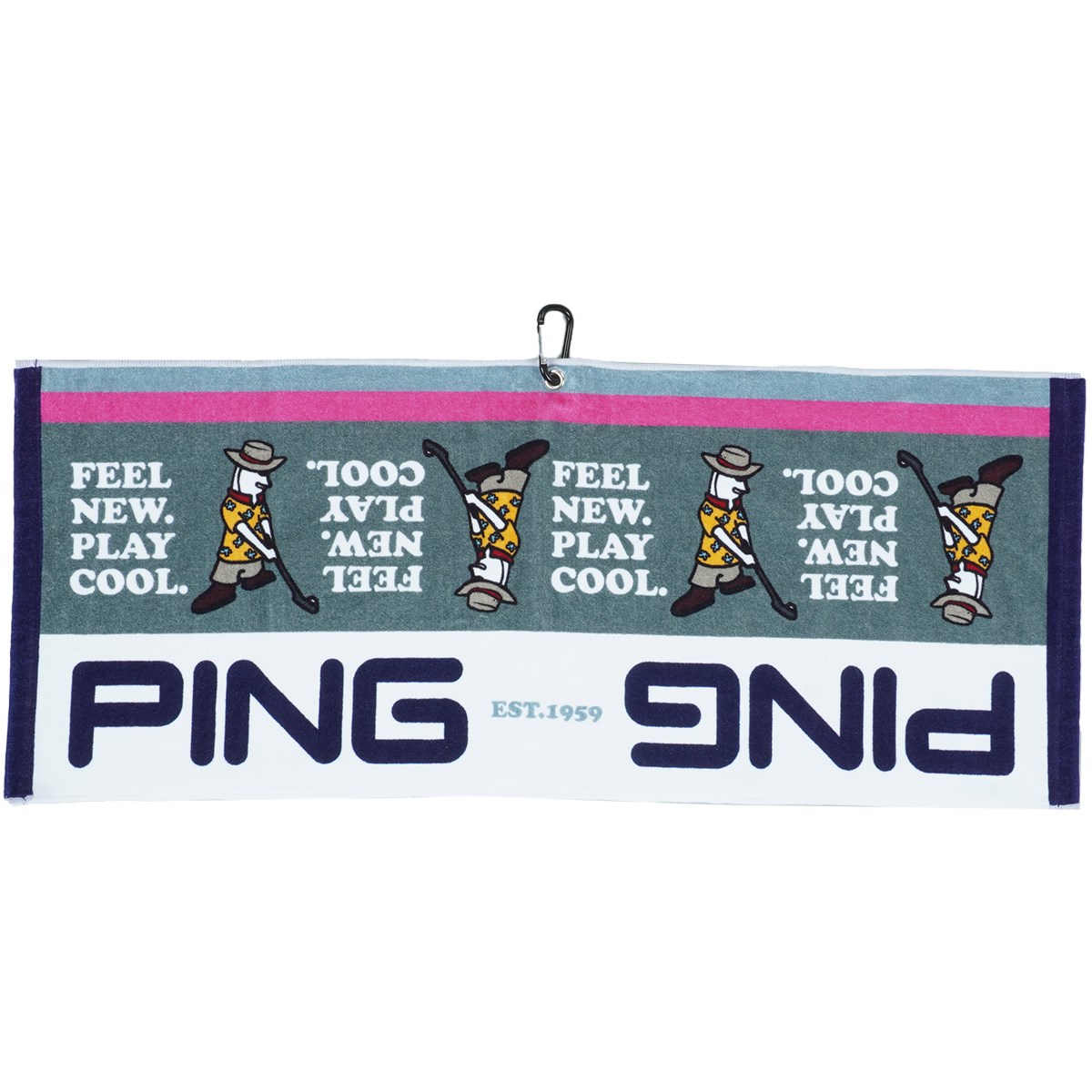 [2023年モデル] ピン PING MR.PING バイアスパターン タオル グレー／ピンク メンズ ゴルフ