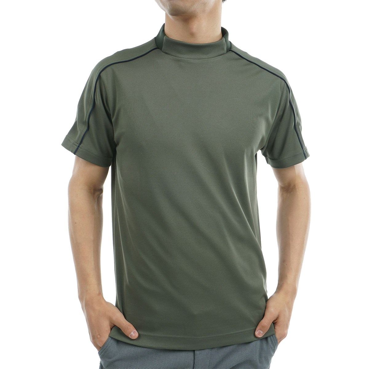 鹿の子 ストレッチ モックネック半袖シャツ(半袖シャツ・ポロシャツ 