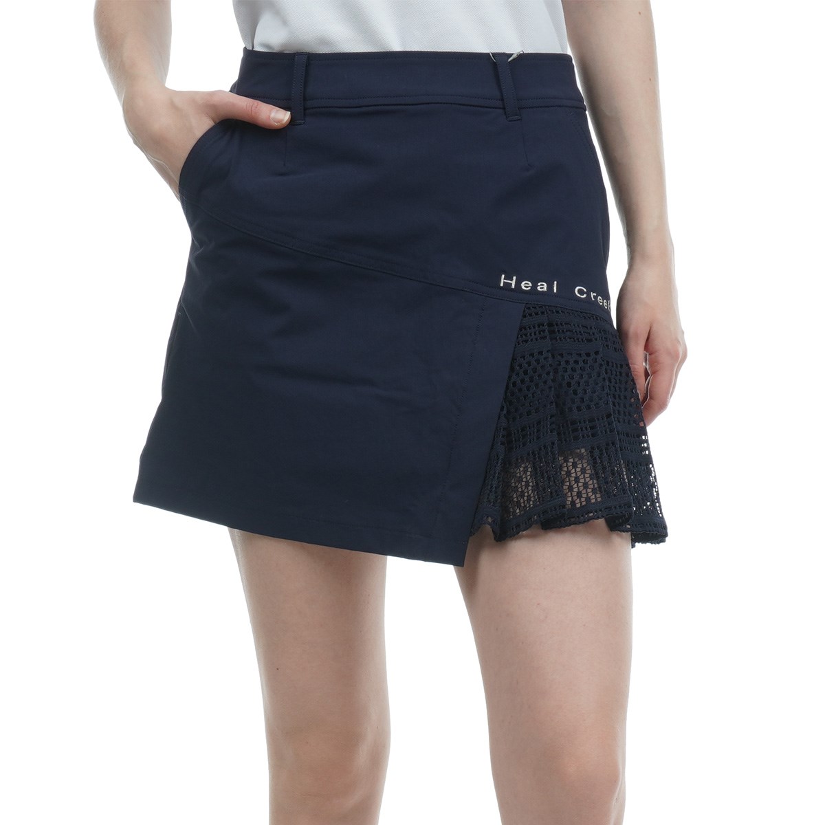 Heal Creek - coco 未使用品 ヒールクリーク HEAL CREEK レディース スカート 38(S) 紺 ネイビー ロゴ柄 裏地付き Heal Creek - coco 未使用品 ヒールクリーク HEAL CREEK