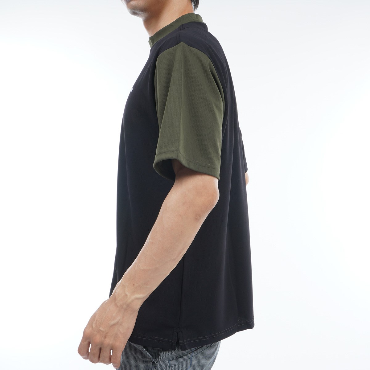 BRIEFING パッチワークハイネックTシャツ BRIEFING - MEN'S EARTH MOCK NECK / ブランドロゴ モックネック