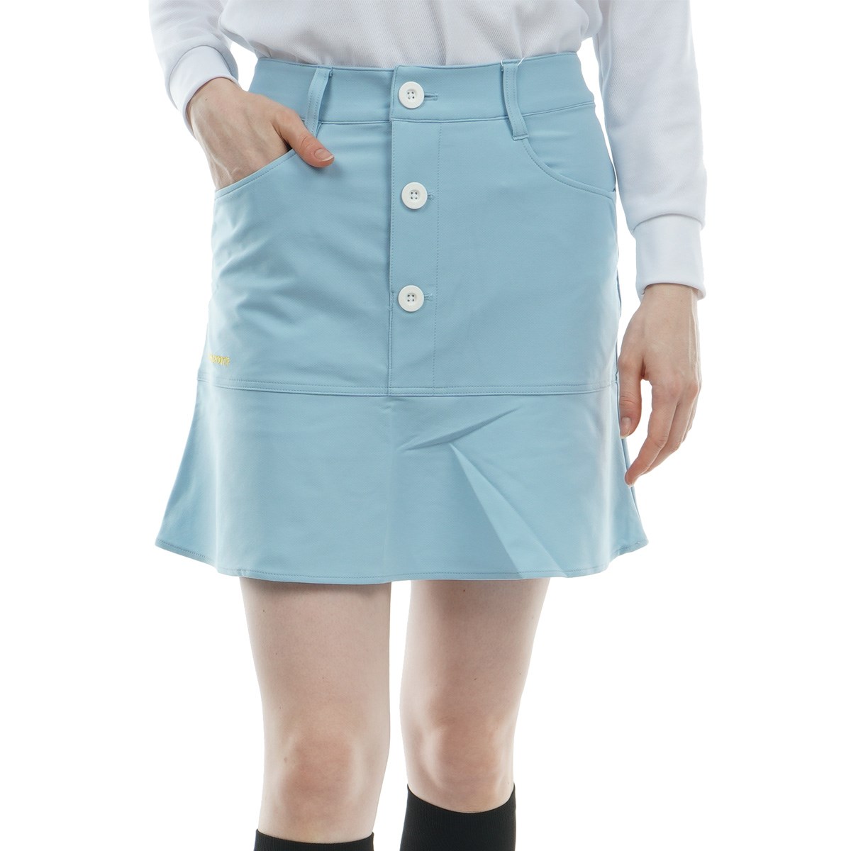 ルコック　ブルフ　スカート　新品　L 超美品ルコック ストレッチスカート ネイビー×白 後ろプリーツ