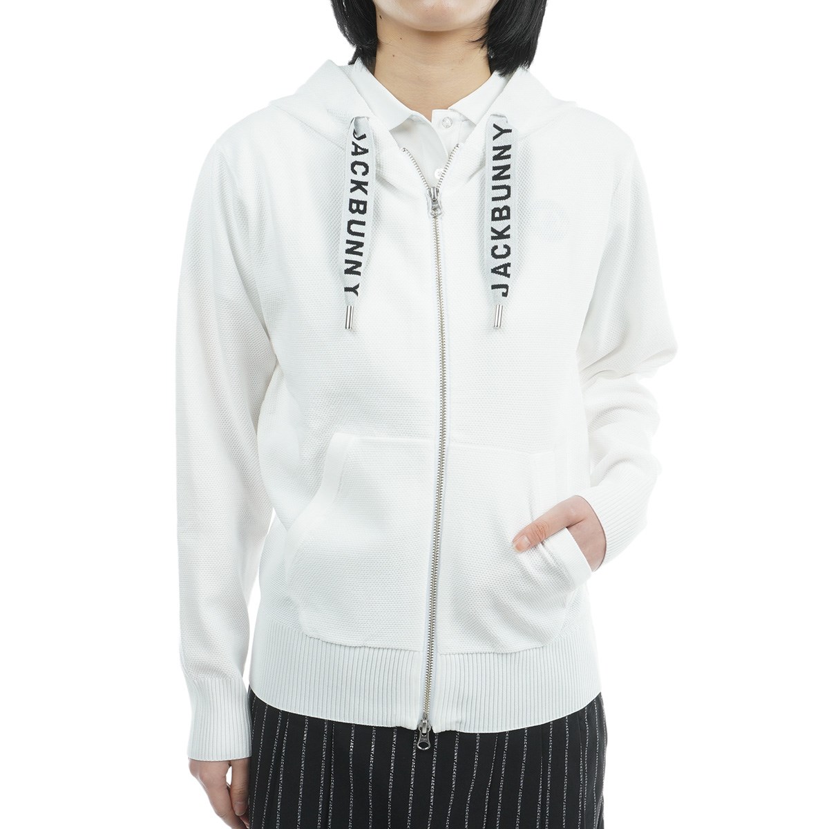 6 ジャックバニー フロントビッグロゴ スニードジャケット ホワイト JACK BUNNY(ジャックバニー) ジャケット・ブルゾン｜中古ゴルフ