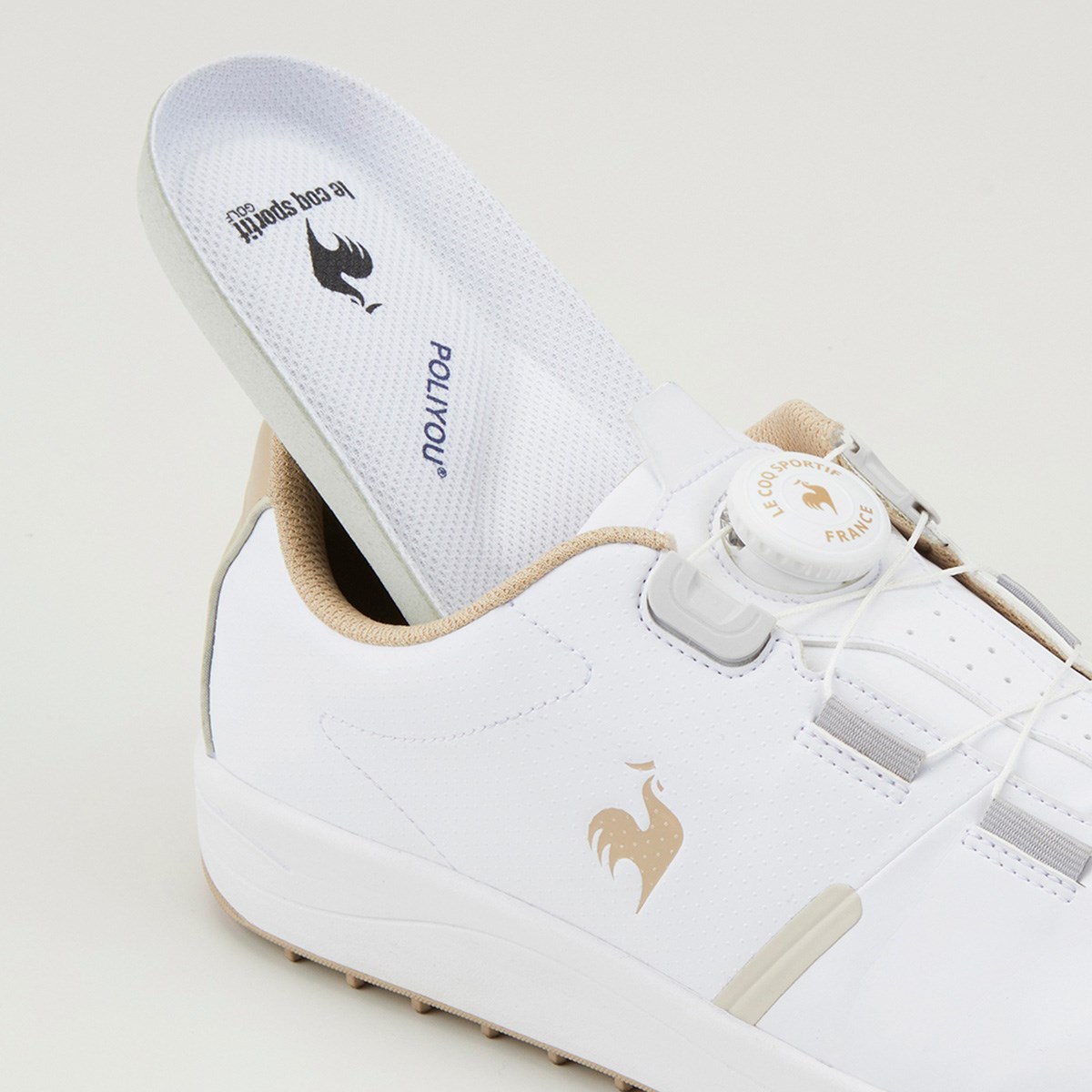 dショッピング |ルコックゴルフ Le coq sportif GOLF LCS BIARRITZ ゴルフシューズ 24.5cm ホワイト／ベージュ  | カテゴリ：の販売できる商品 | GDOゴルフショップ (0521006694104)|ドコモの通販サイト