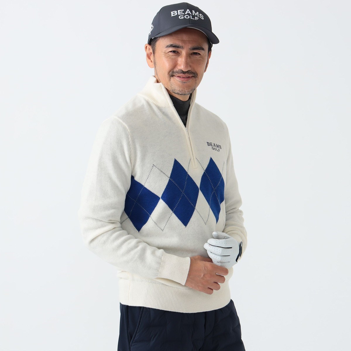 [l܂] r[XSt BEAMS GOLF PURPLE LABEL PURPLE LABEL n[tWbv A[KCjbg zCg 01 Y