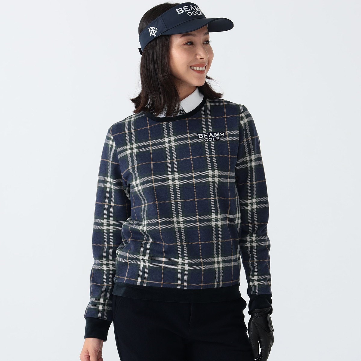 [l܂] r[XSt BEAMS GOLF PURPLE LABEL PURPLE LABEL N[lbN `FbNvI[o[ lCr[ 79 fB[X