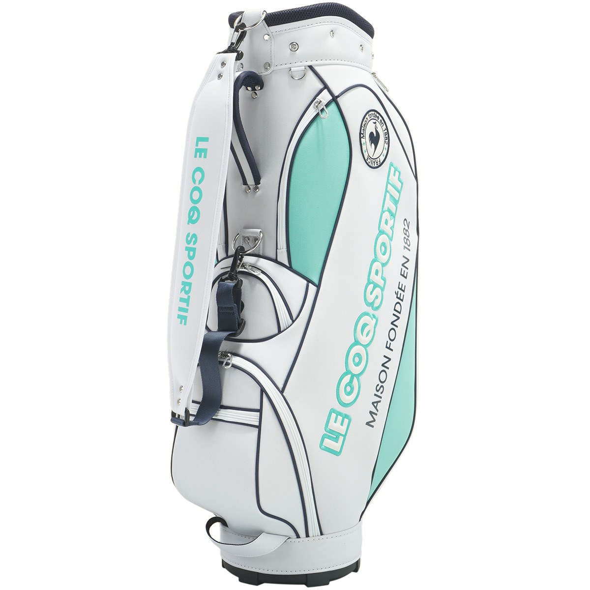 未使用le coq sportif キャディバッグ ゴルフバッグ防水ナイロンフード付き 5分割 黒 ルコック ゴルフ キャディバッグ ルコックスポルティフ ゴルフバッグ