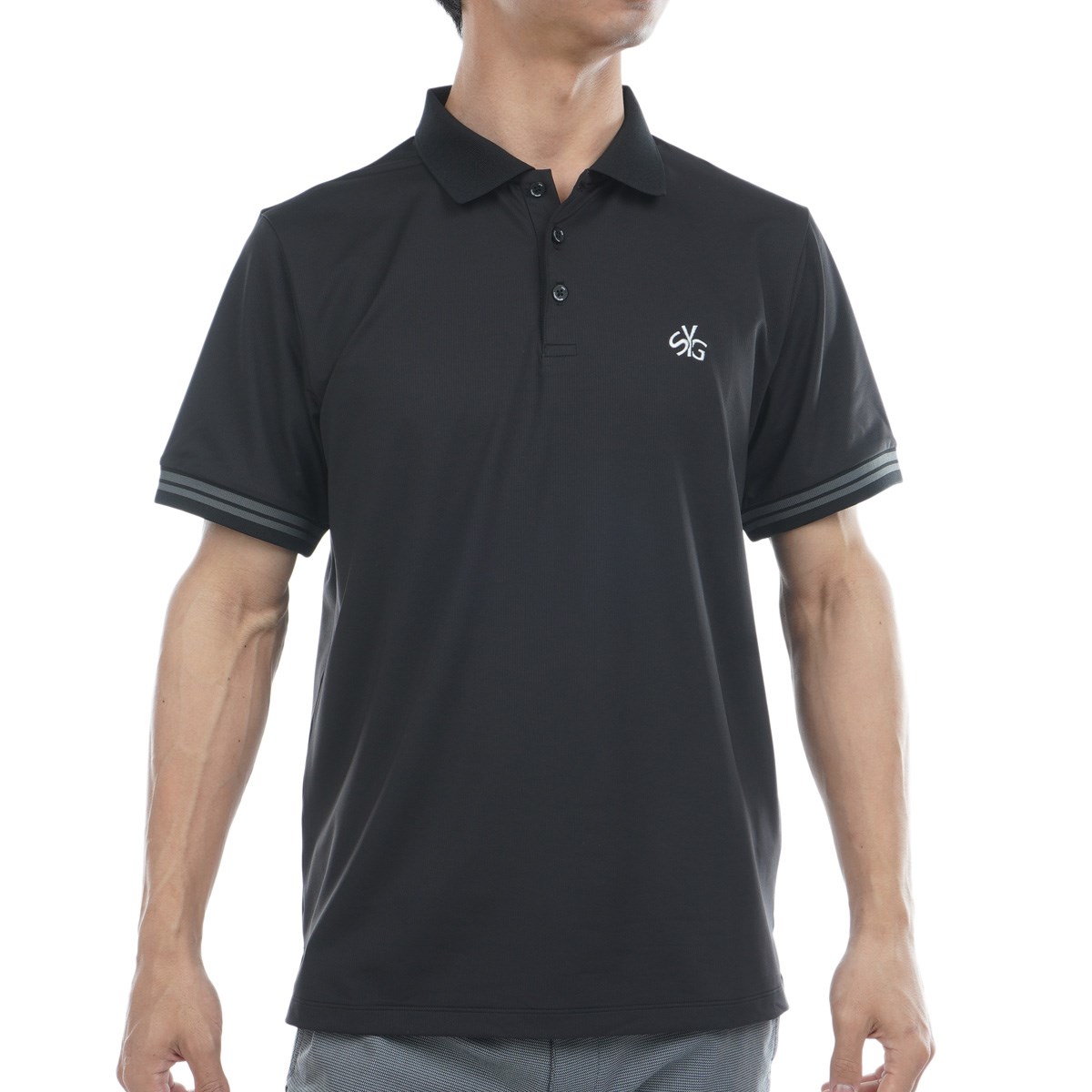 【美品】SY32 ポロシャツ カモ 切替 大きいサイズ 速乾 ブラック XXL ニッセン ポロシャツ 半袖 メッシュ 吸汗速乾 UVカット 半袖